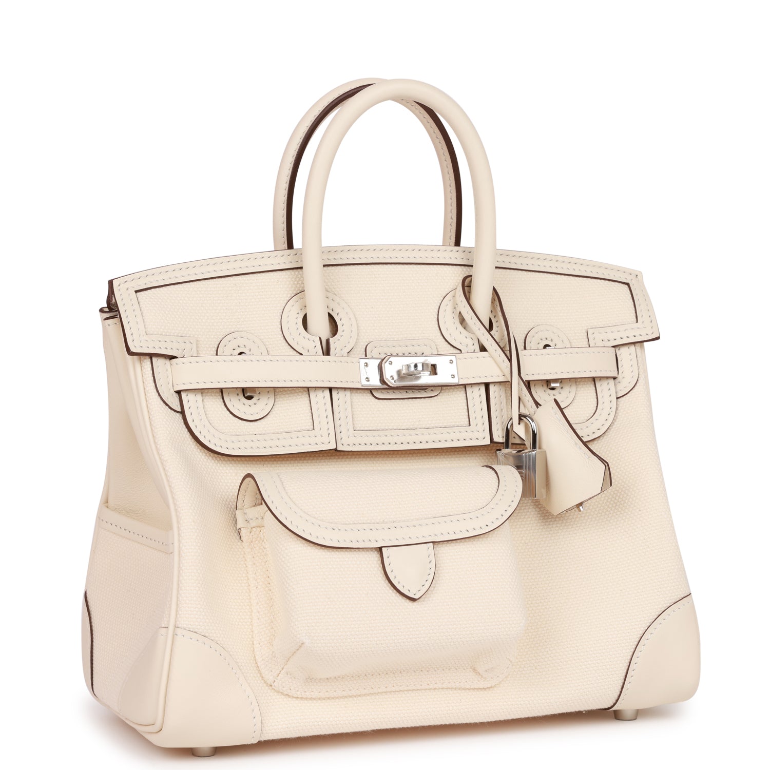 Hermes Birkin Cargo Nata Swift And Toile Palladium Canvas Travel Bag