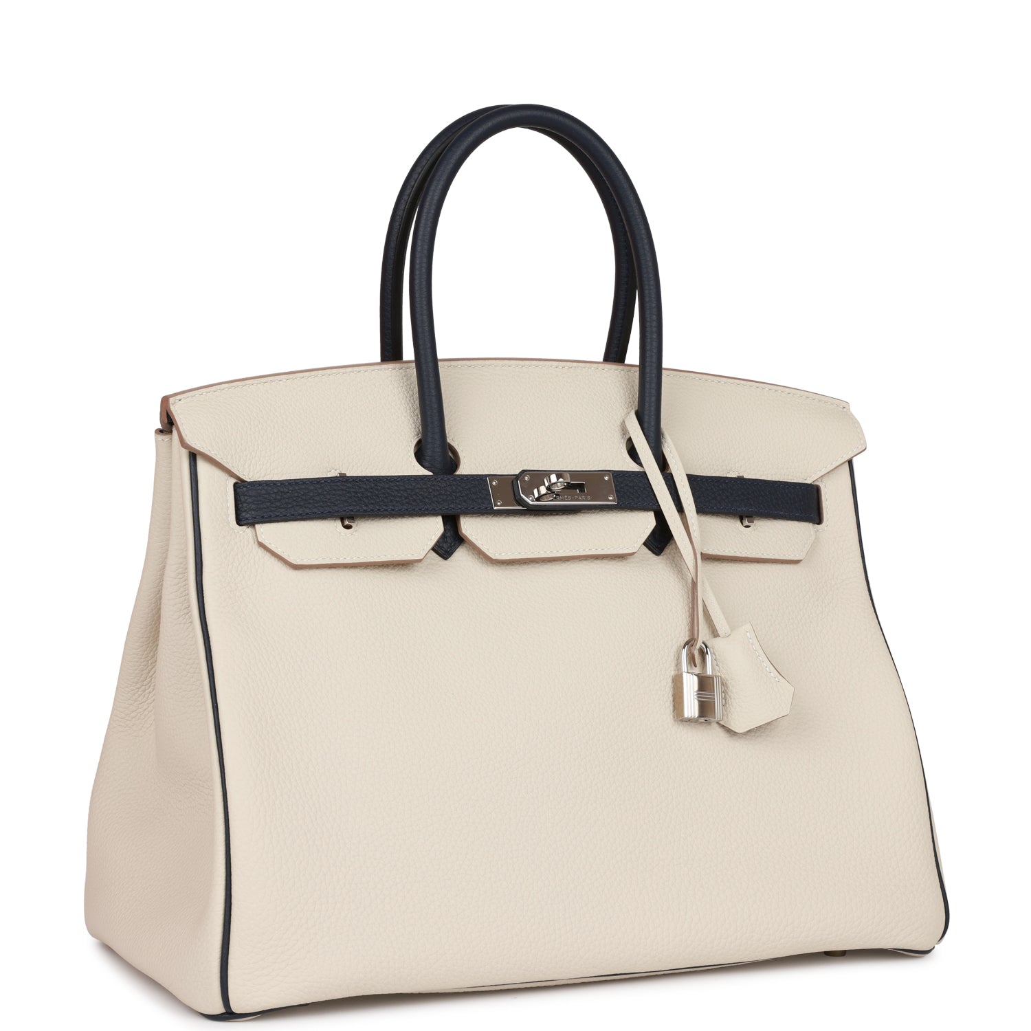Hermes Special Order Hss Birkin Craie And Bleu Nuit Travel Bag