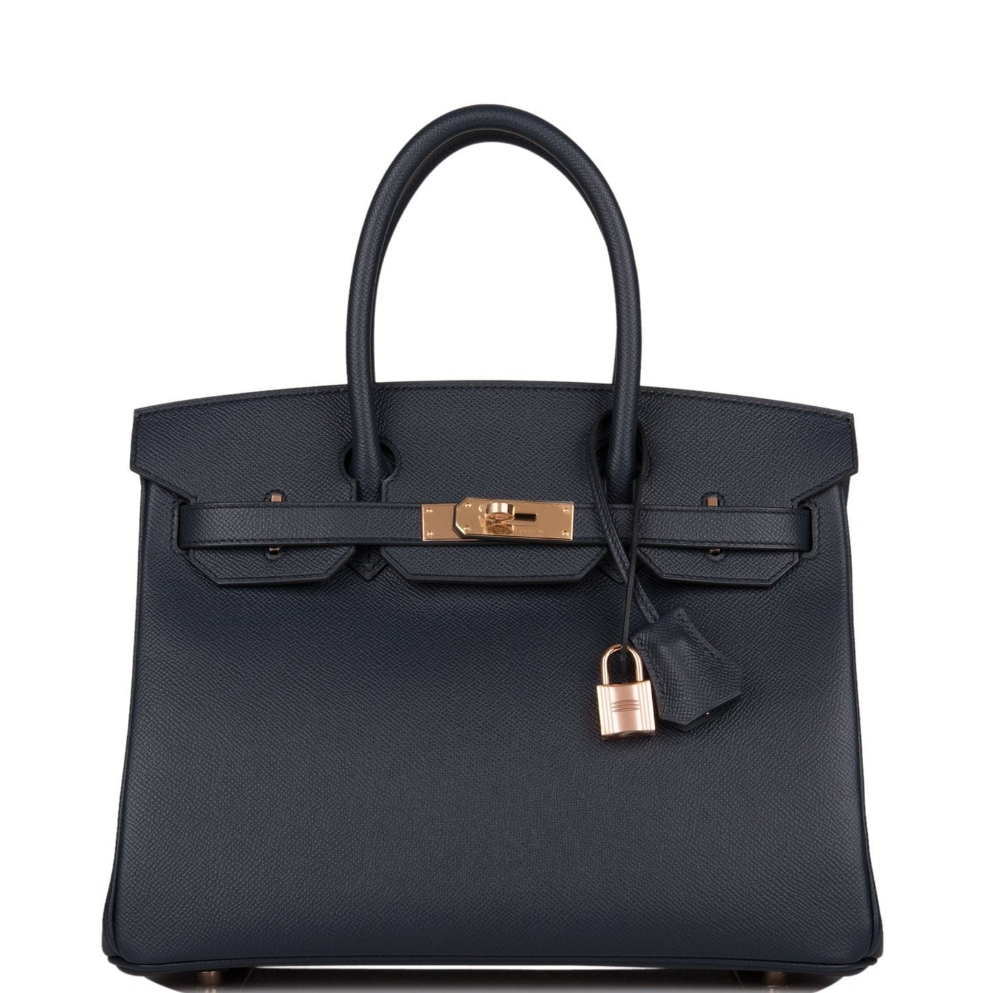 Hermes Birkin Bleu Indigo Epsom Rose Hardware Handbag Gold Travel Bag Gold Hardware