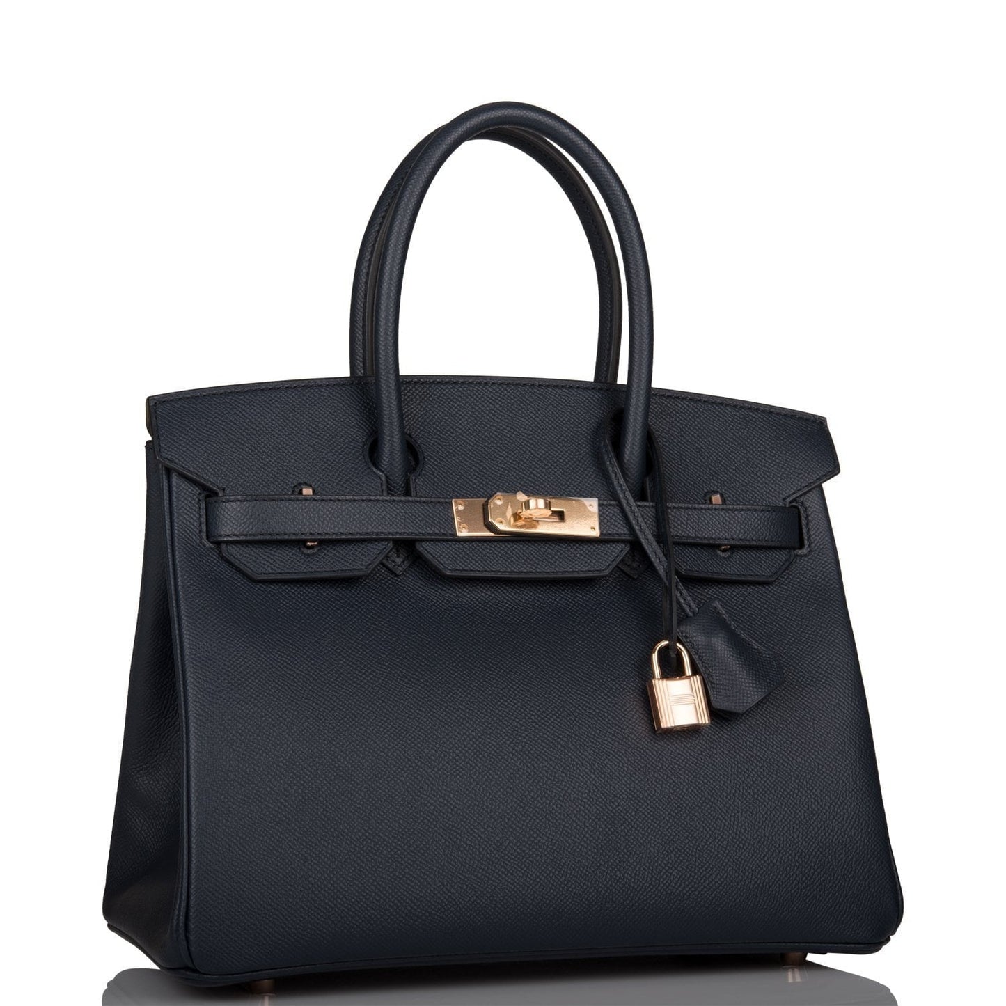Hermes Birkin Bleu Indigo Epsom Rose Hardware Handbag Gold Travel Bag Gold Hardware