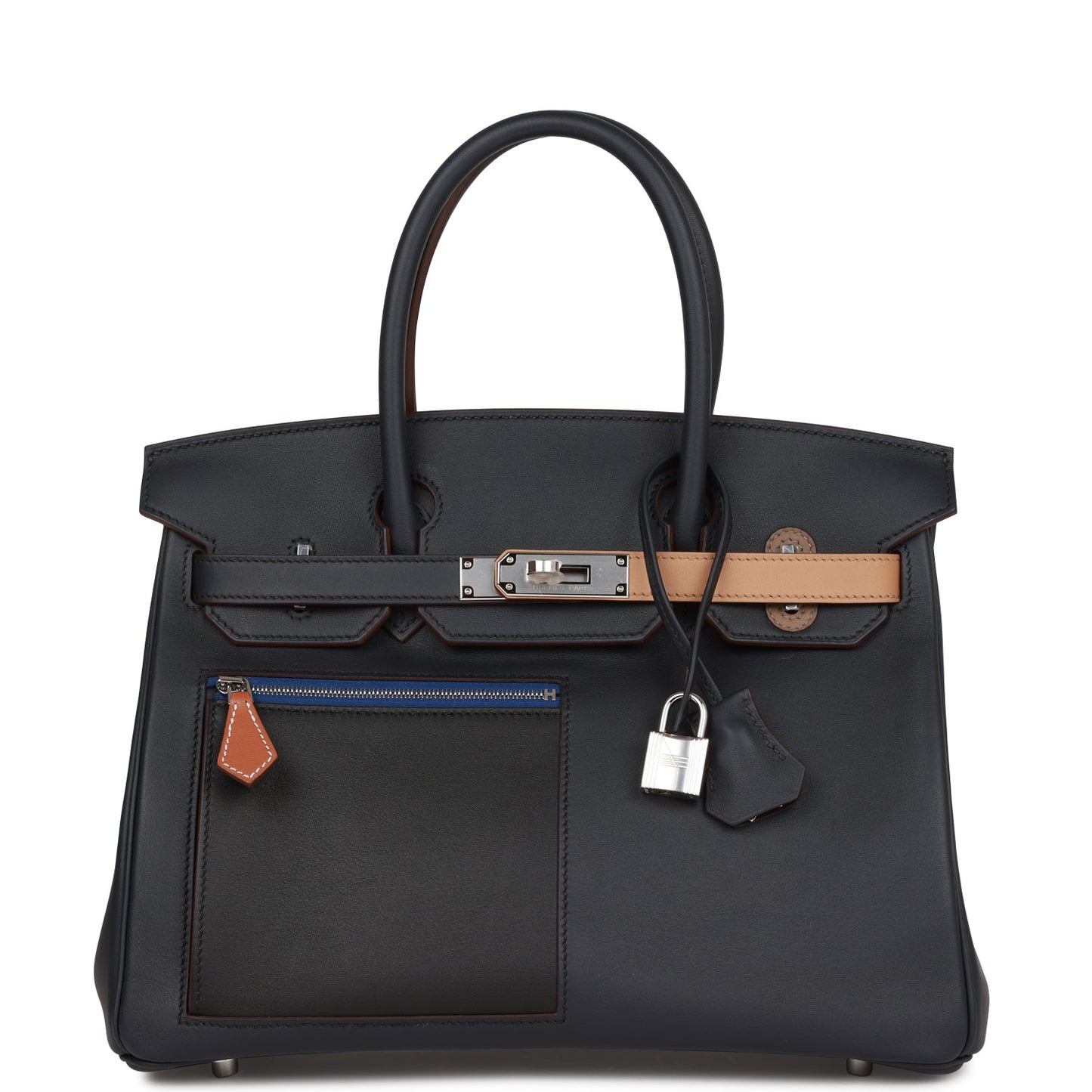 Hermes Colormatic Birkin Caban And Chai Swift Palladium Black Travel Bag