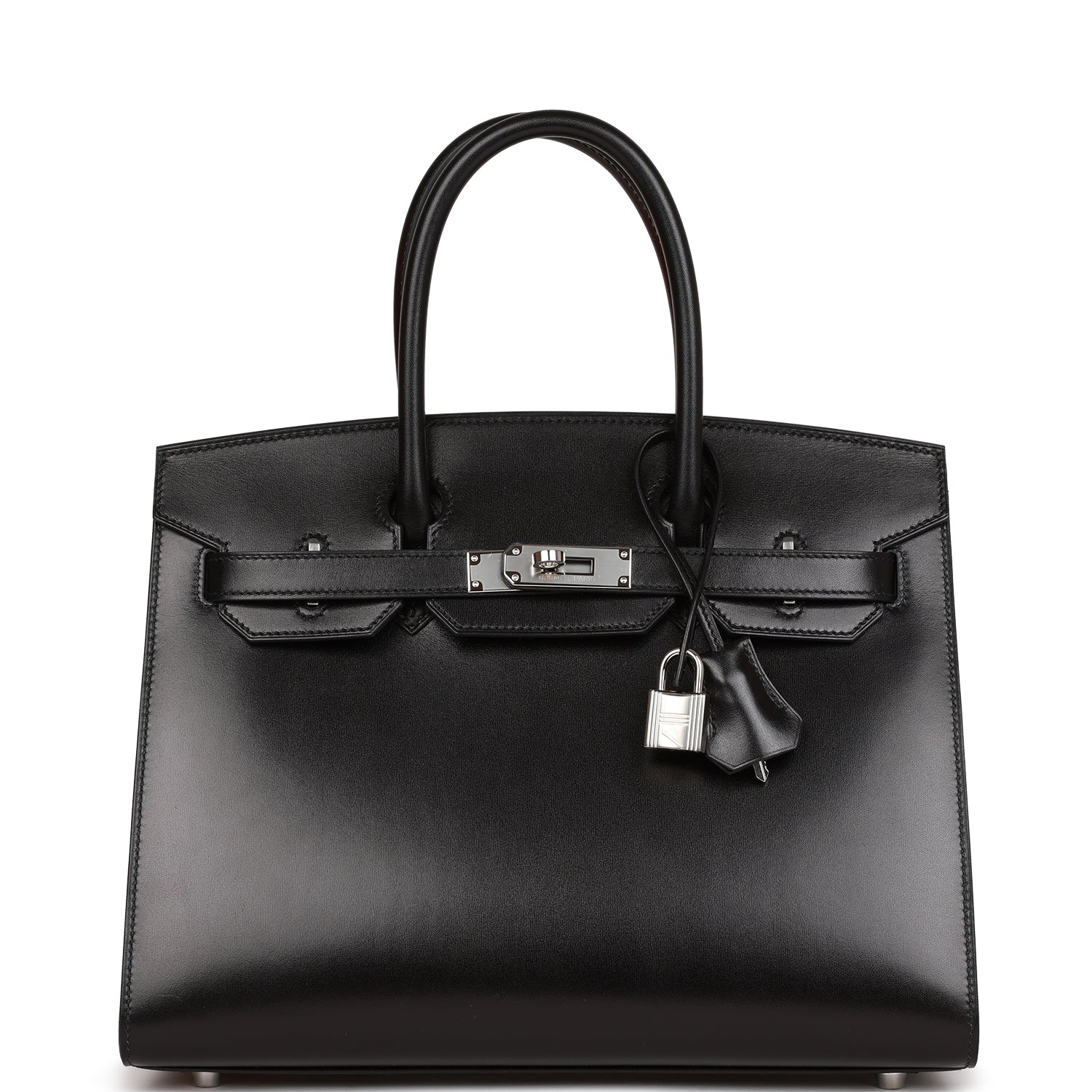 Hermes Birkin Sellier Box Palladium Hardware Handbag Black Travel Bag