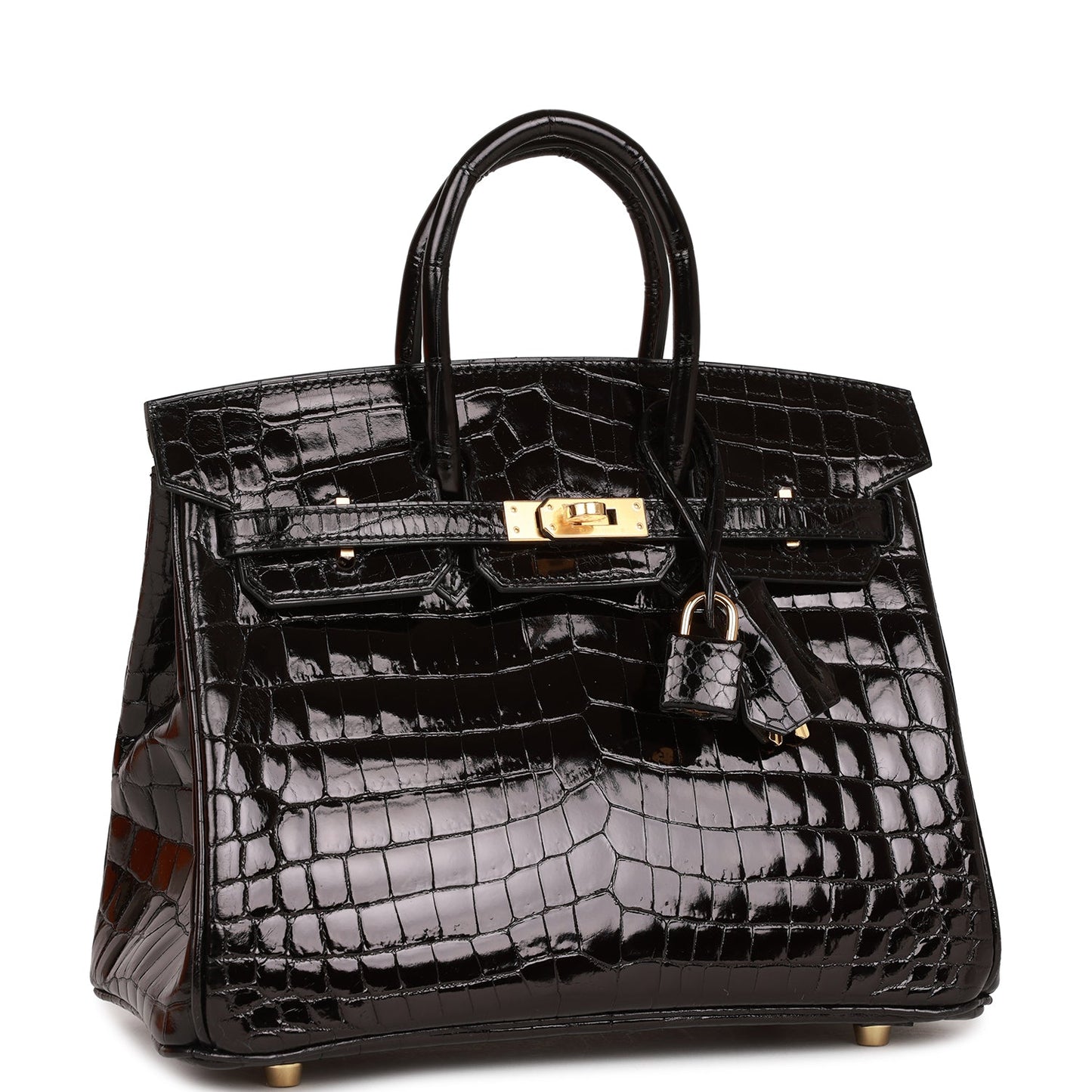 Hermes Birkin Shiny Niloticus Crocodile Hardware Handbag Black Gold Travel Bag 6