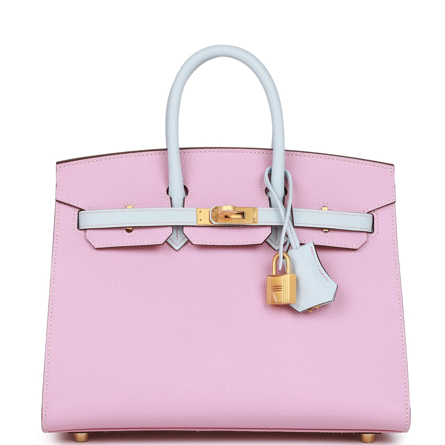 Hermes Birkin Sellier Mauve Sylvestre And Bleu Brume Gold Travel Bag