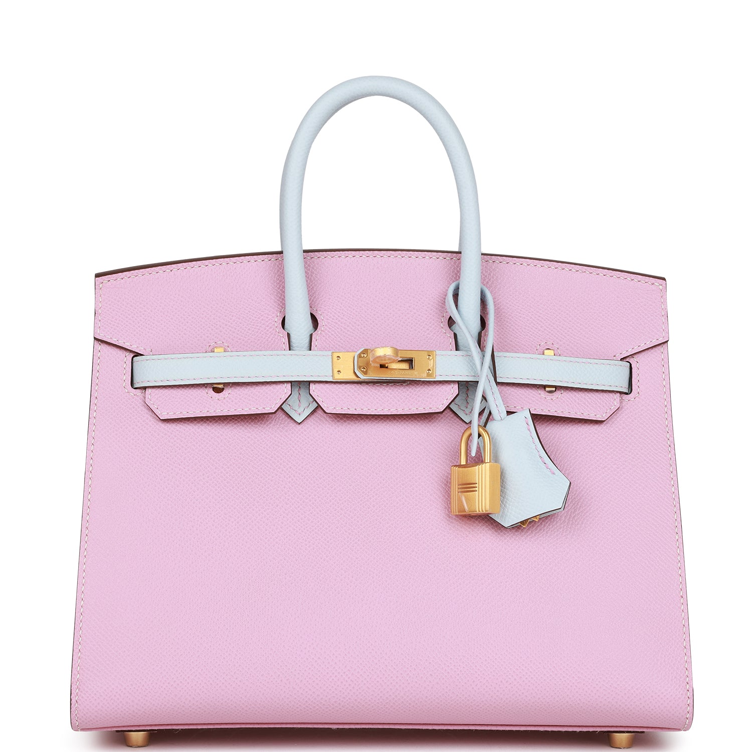 Hermes Birkin Sellier Mauve Sylvestre And Bleu Brume Gold Travel Bag