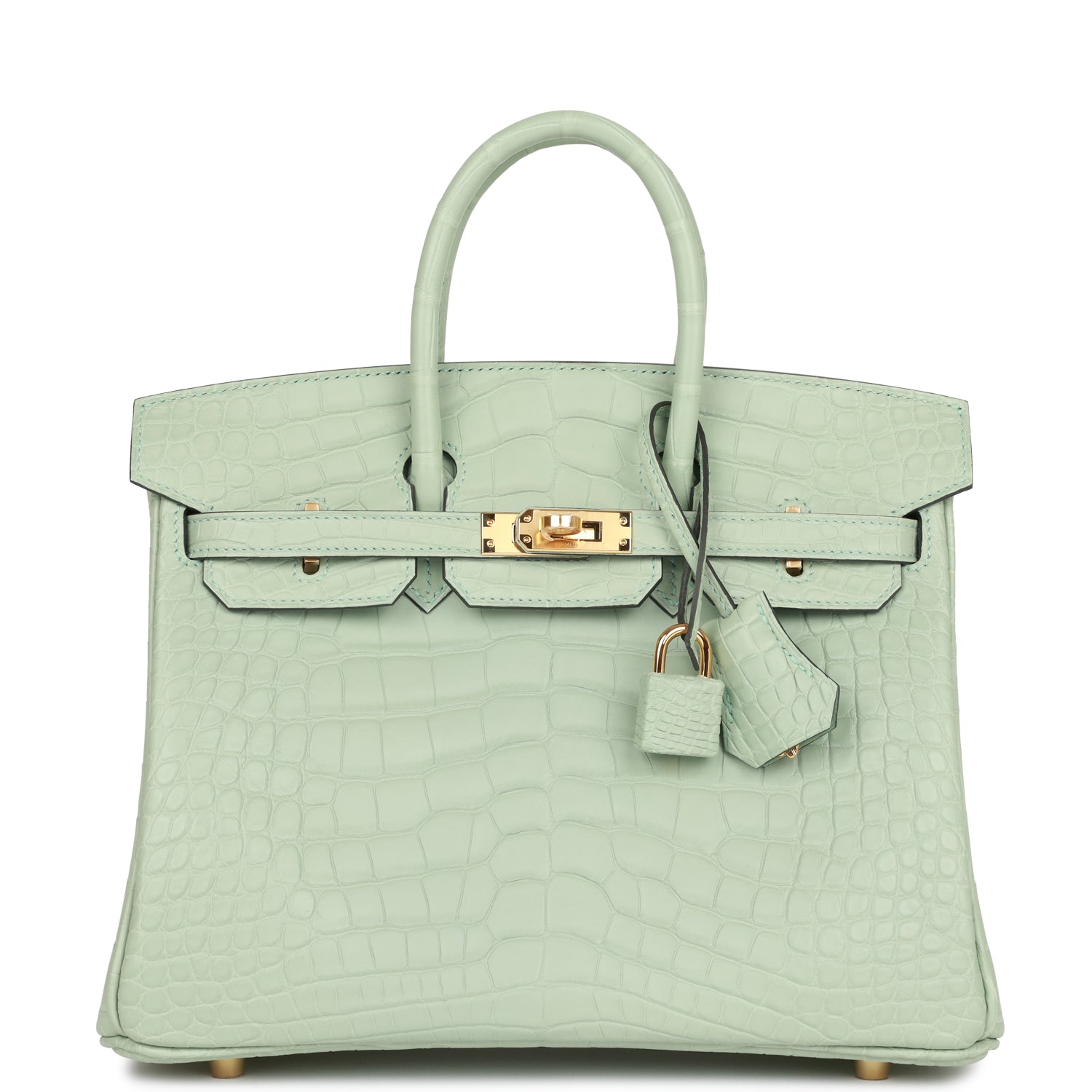 Hermes Birkin Vert Eau Matte Alligator Hardware Handbag Gold Travel Bag