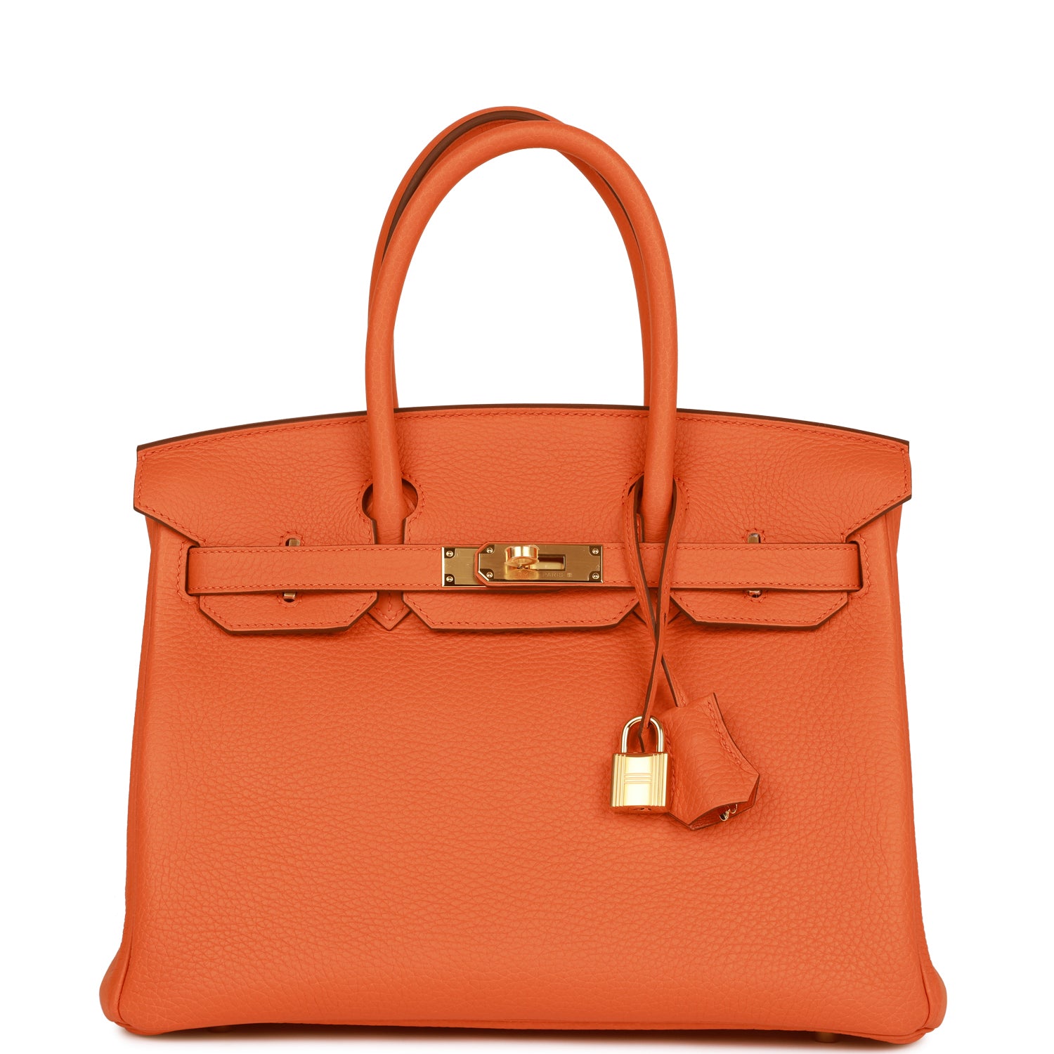 Hermes Birkin Clemence Hardware Handbag Gold Orange Travel Bag Clemence Gold Hardware