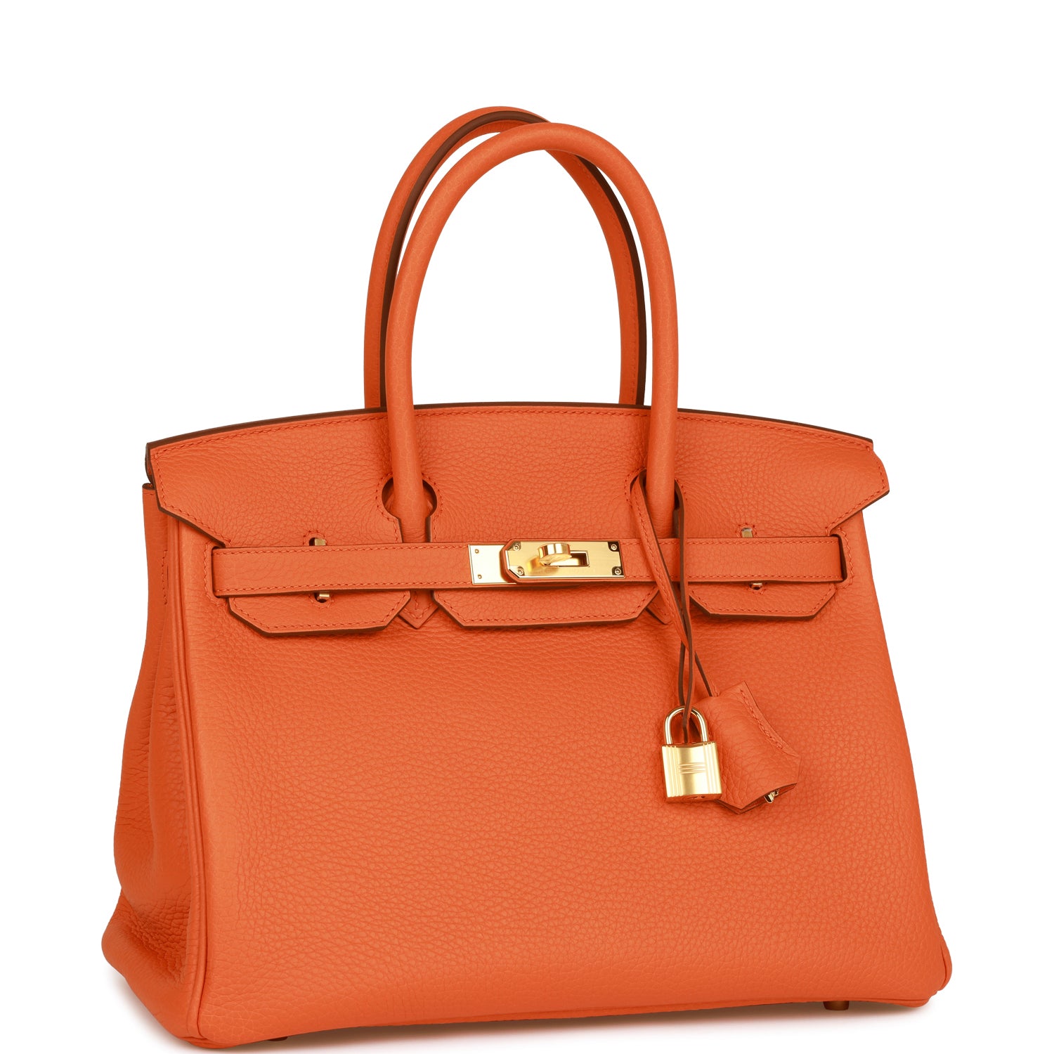 Hermes Birkin Clemence Hardware Handbag Gold Orange Travel Bag Clemence Gold Hardware