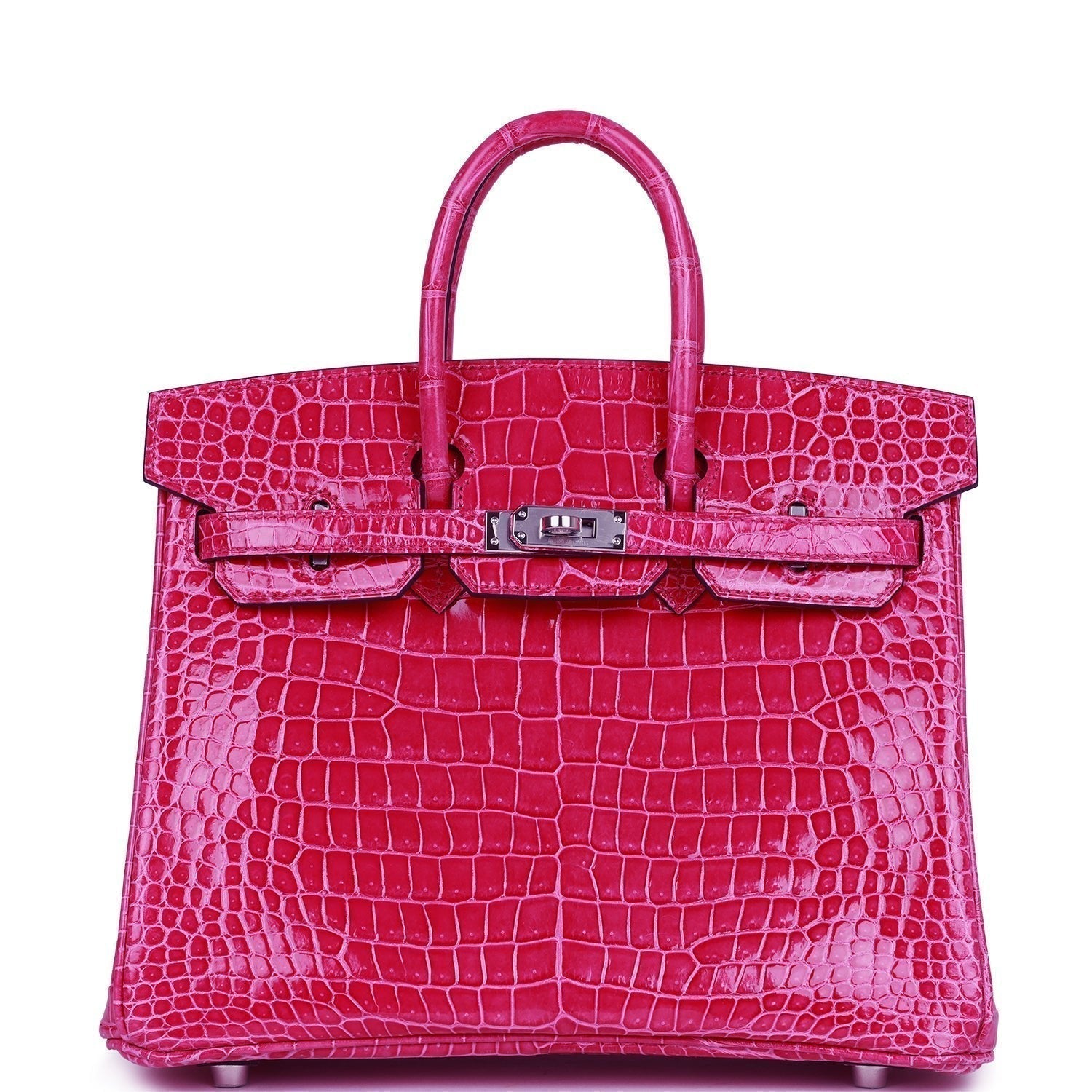 Hermes Birkin Rose Mexico Shiny Porosus Crocodile Palladium Travel Bag