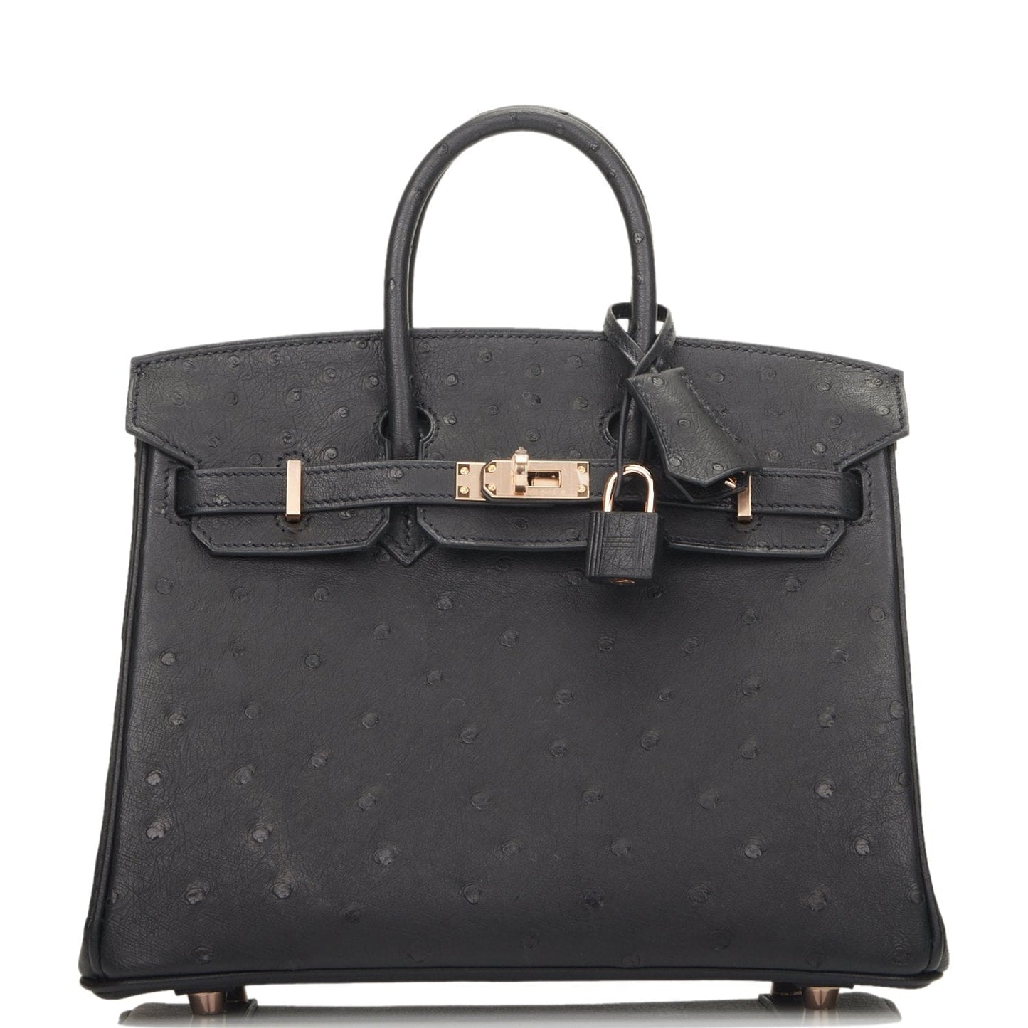 Hermes Birkin Ostrich Rose Hardware Handbag Black Gold Travel Bag Hardware 1