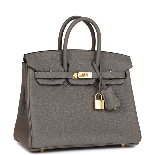 Hermes Birkin Gris Meyer Togo Hardware Handbag Gold Travel Bag Togo Gold Hardware
