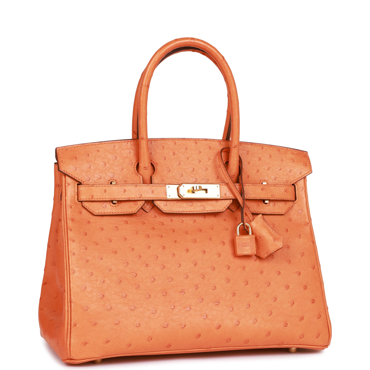 Hermes Birkin Abricot Ostrich Hardware Handbag Gold Travel Bag
