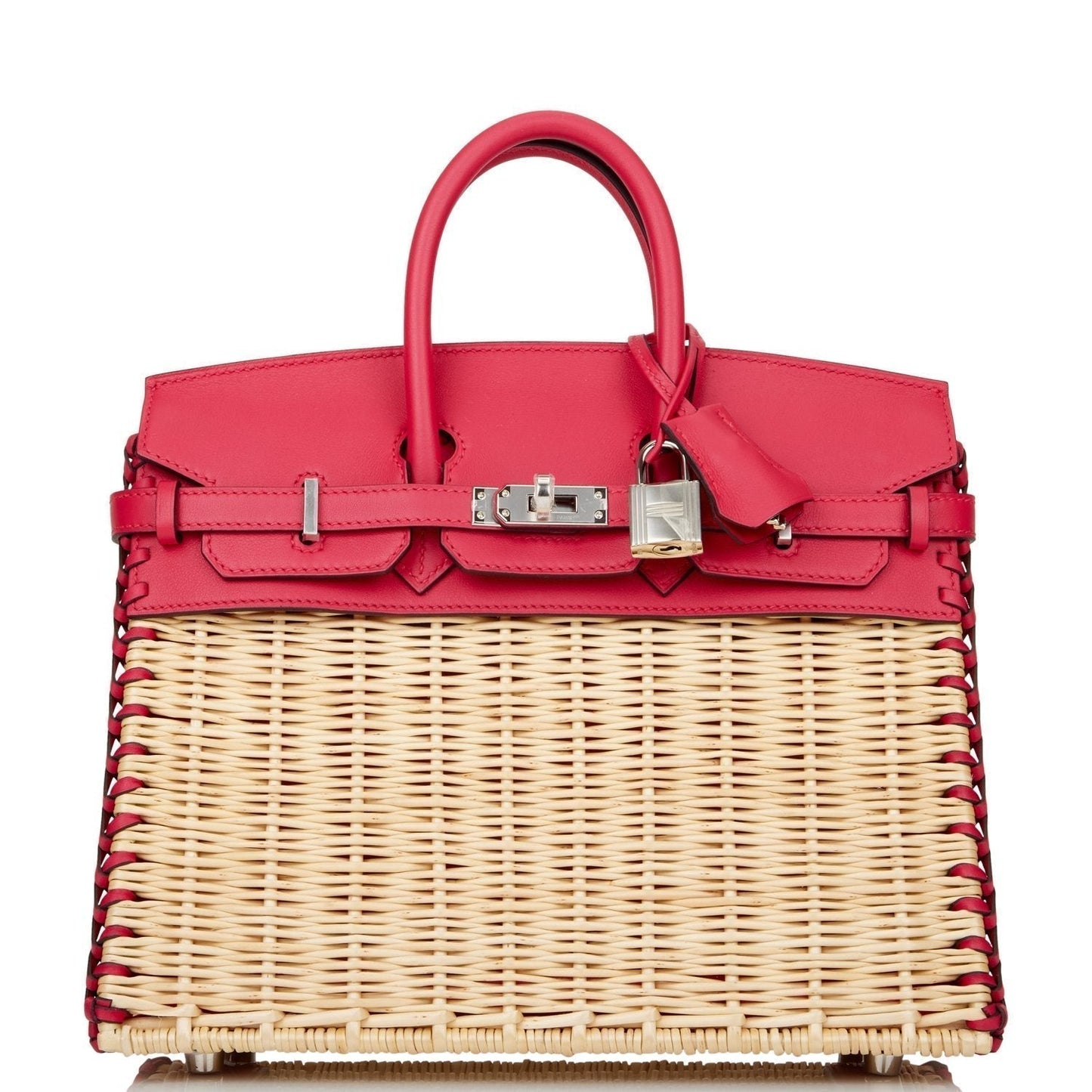 Hermes Picnic Sellier Birkin Framboise Swift Palladium Hardware Handbag Travel Bag