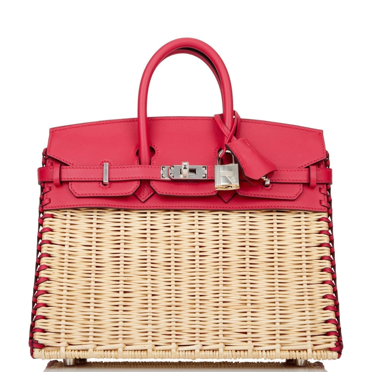 Hermes Picnic Sellier Birkin Framboise Swift Palladium Hardware Handbag Travel Bag