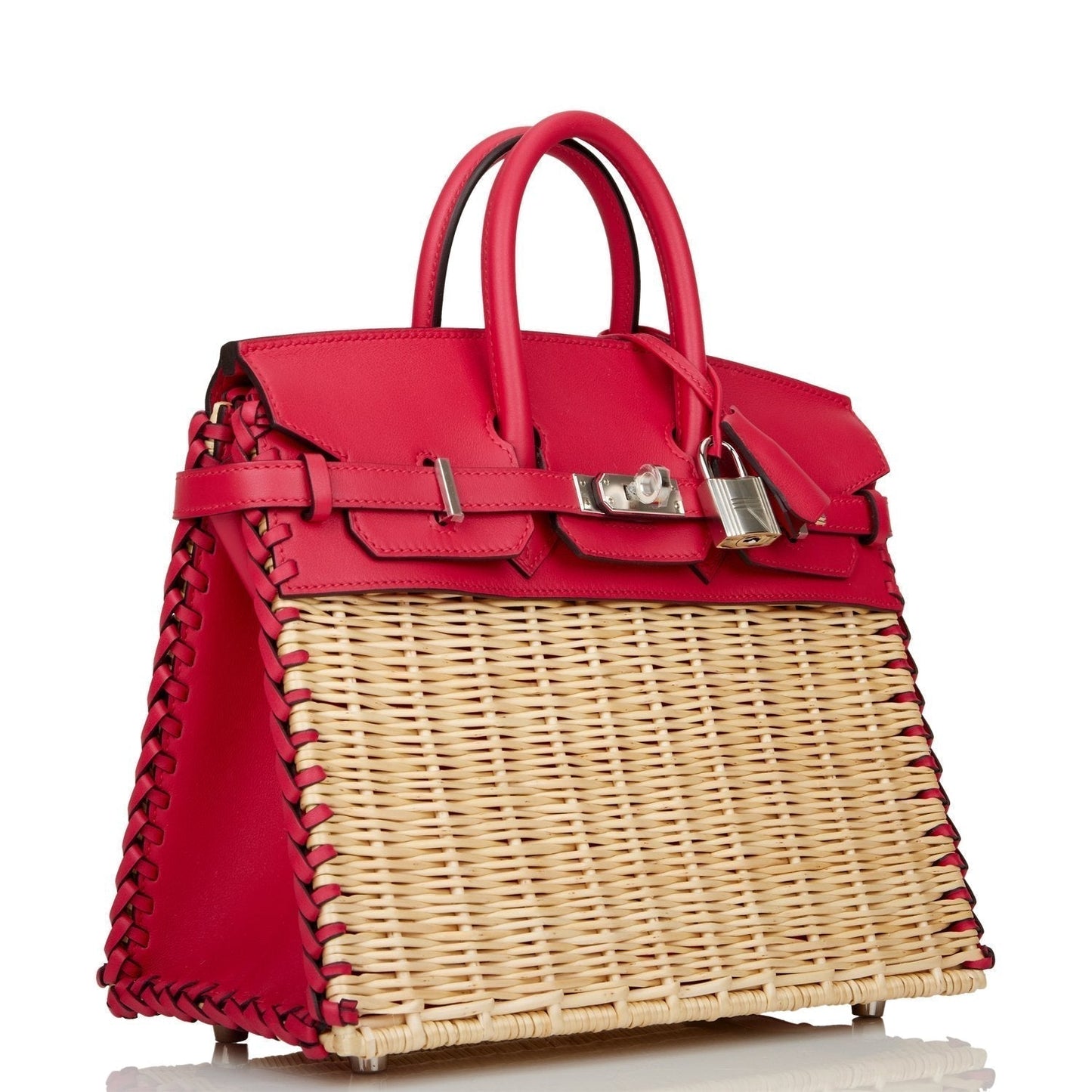 Hermes Luxury Picnic Sellier Birkin Framboise Swift Palladium Travel Bag