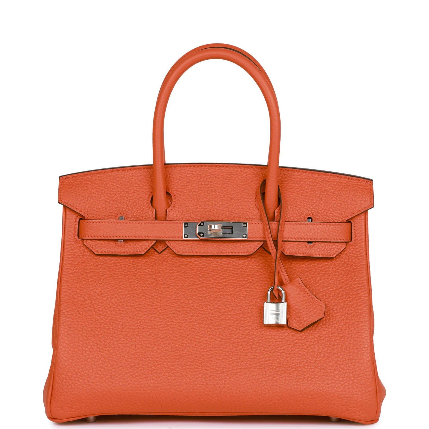 Hermes Birkin Orange Poppy Clemence Palladium Hardware Handbag Travel Bag