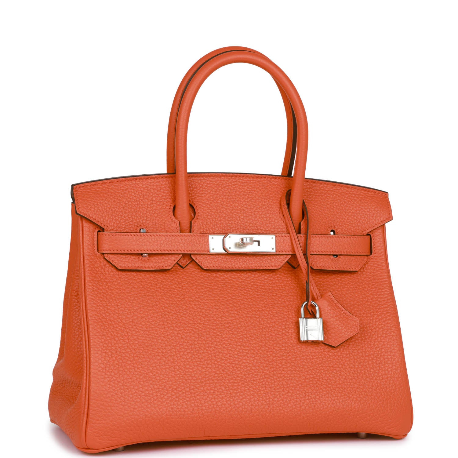 Hermes Birkin Orange Poppy Clemence Palladium Hardware Handbag Travel Bag