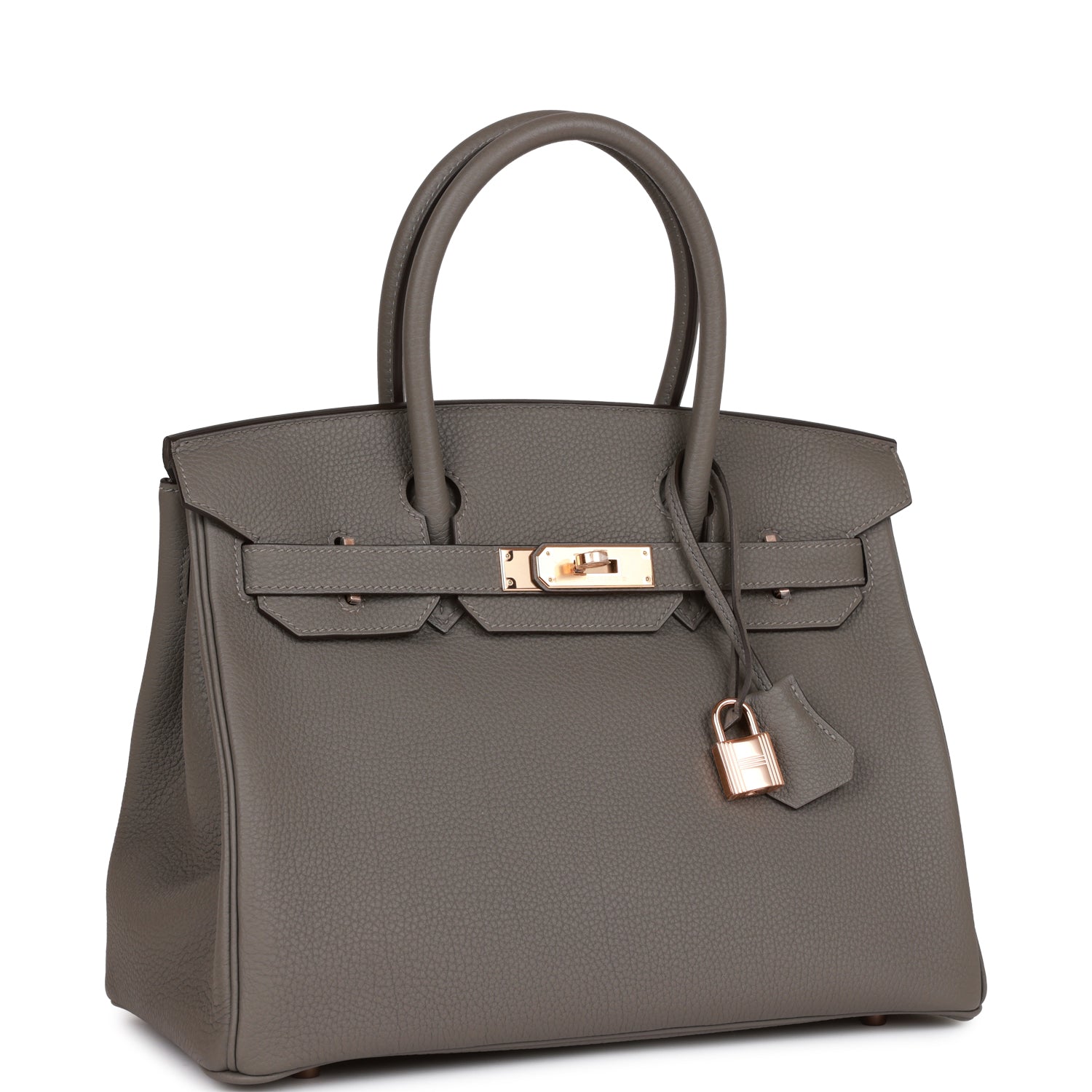 Hermes Birkin Gris Meyer Togo Rose Hardware Handbag Gold Travel Bag