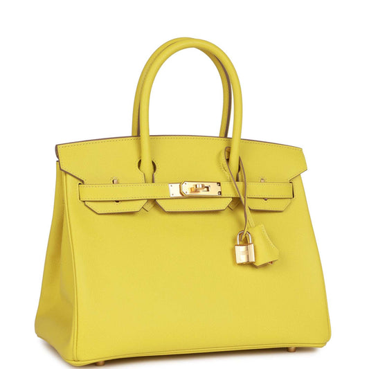 Hermes Birkin Lime Epsom Hardware Handbag Gold Travel Bag