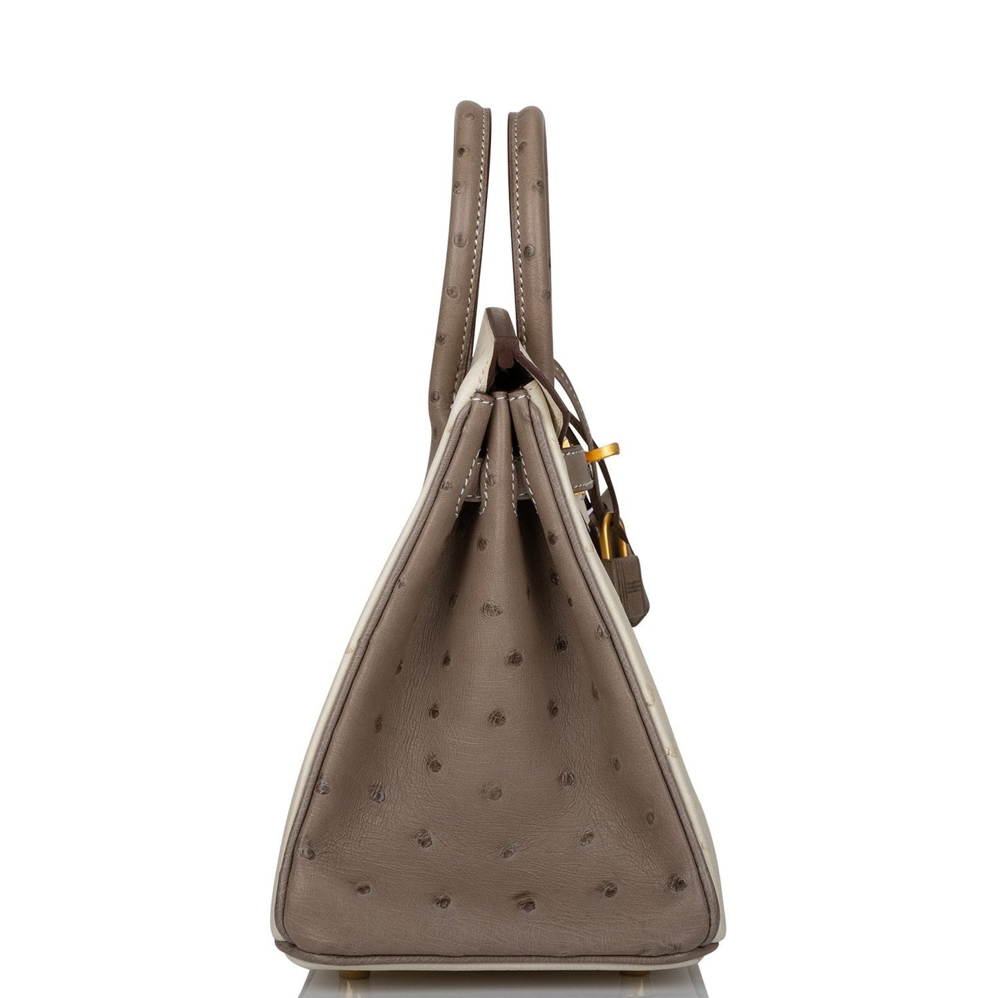 Hermes Birkin Beton And Gris Asphalte Ostrich Brushed Gold Travel Bag