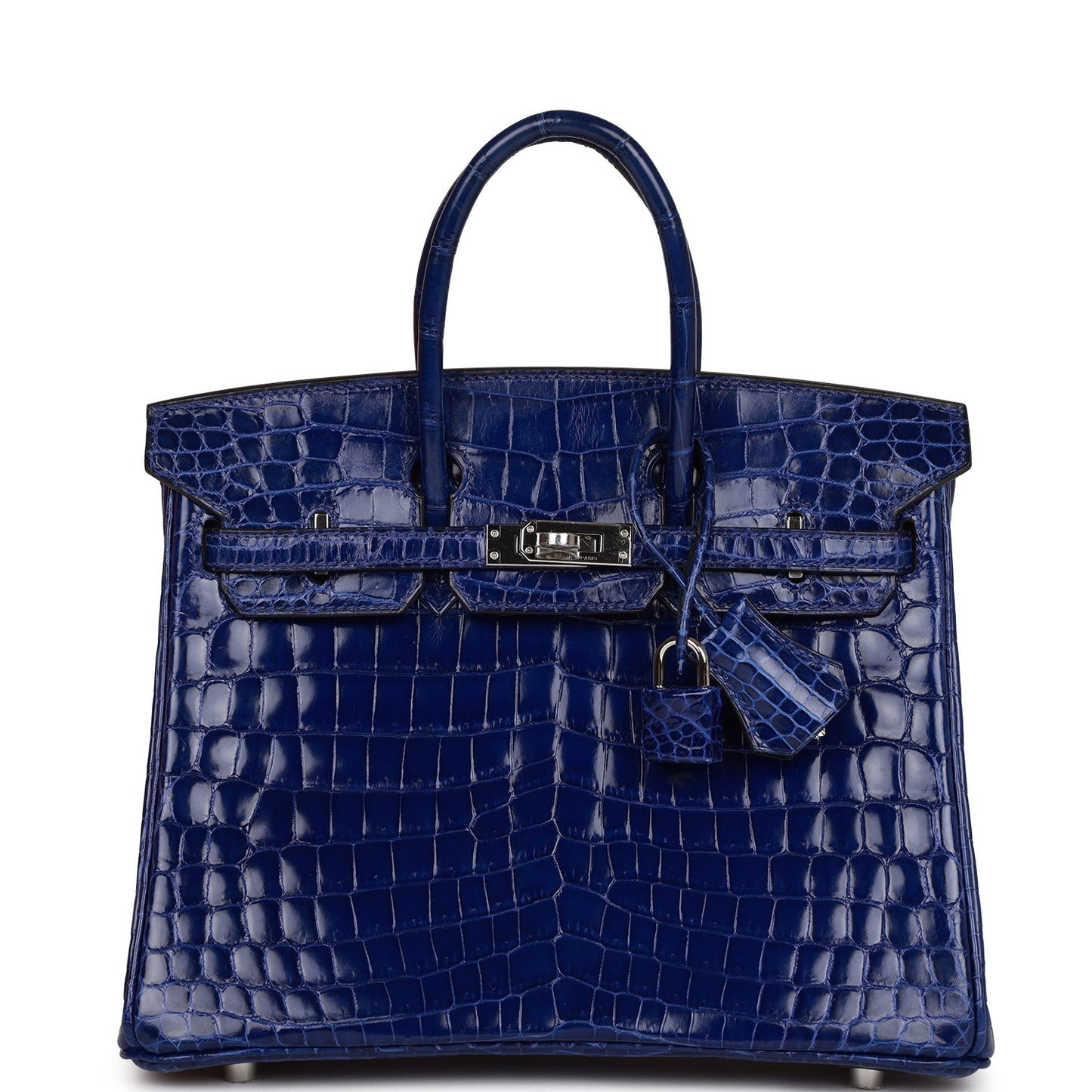 Hermes Birkin Bleu Electric Shiny Niloticus Crocodile Palladium Travel Bag