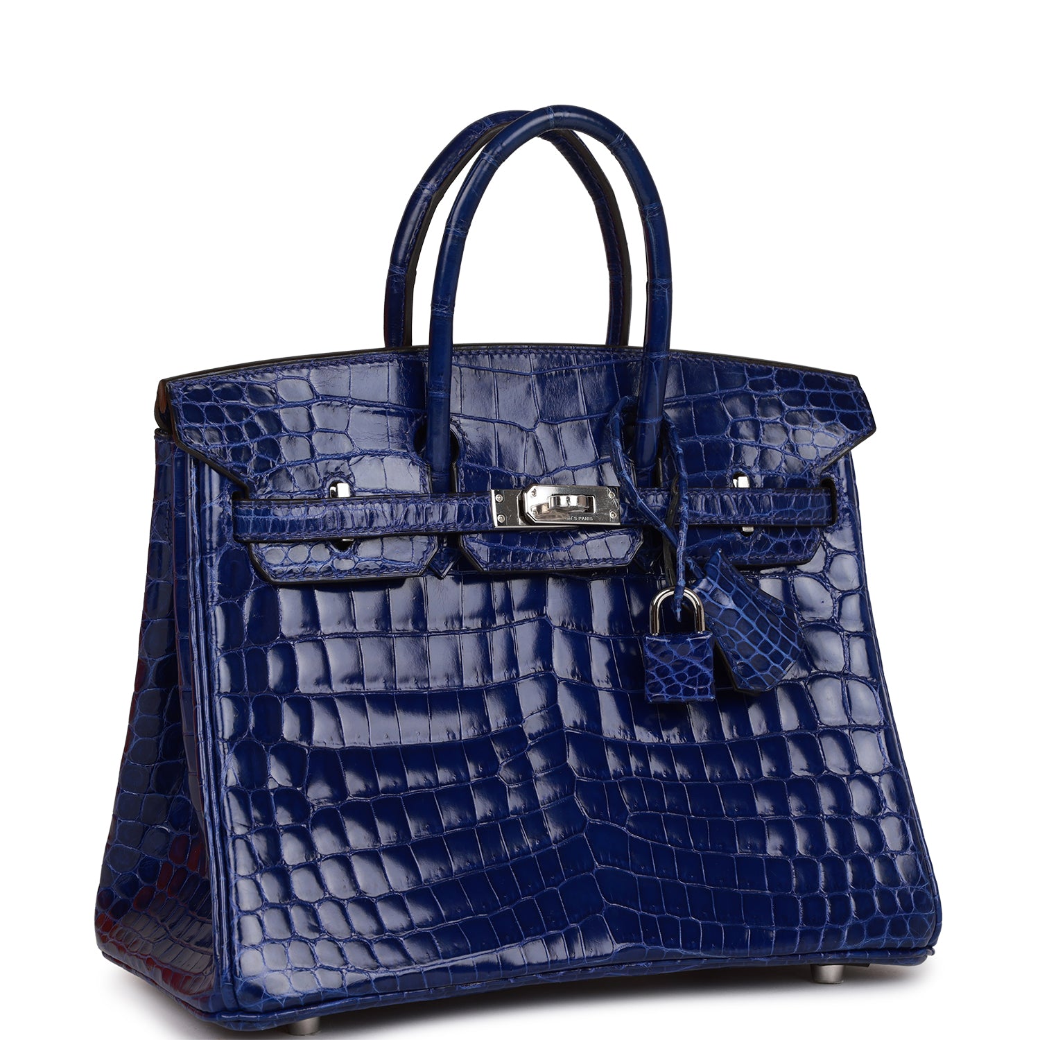 Hermes Birkin Bleu Electric Shiny Niloticus Crocodile Palladium Travel Bag