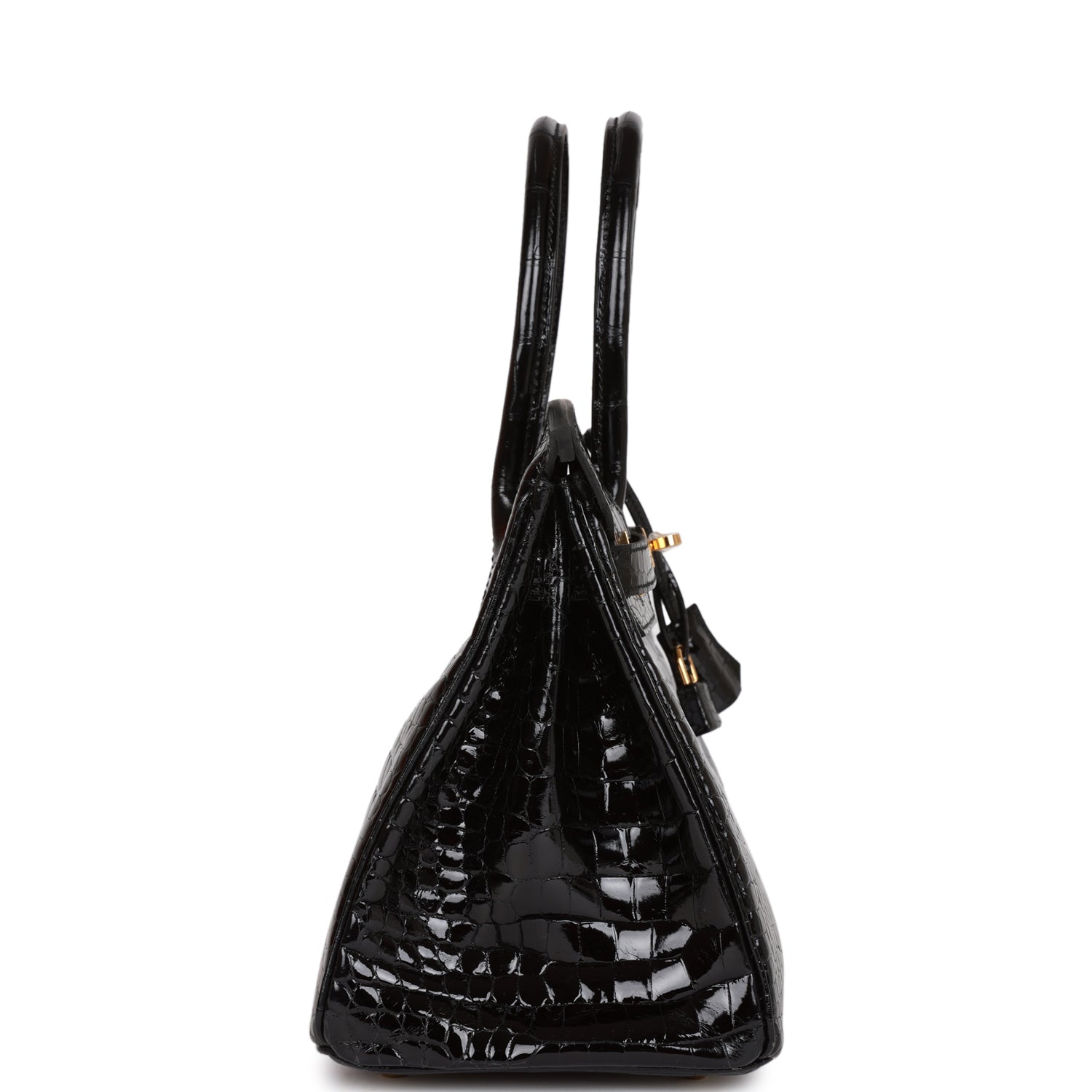Hermes Birkin Shiny Niloticus Crocodile Hardware Handbag Black Gold Travel Bag Hardware 1