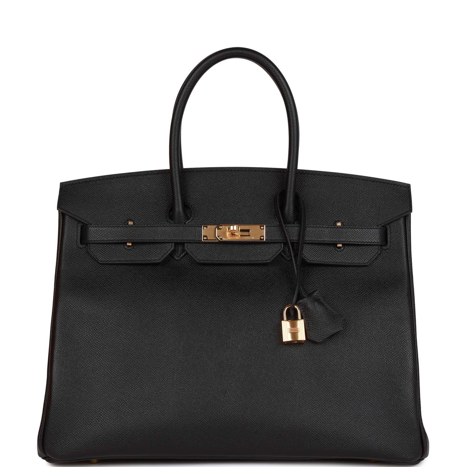 Hermes Birkin Epsom Hardware Handbag Black Gold Travel Bag Gold Hardware