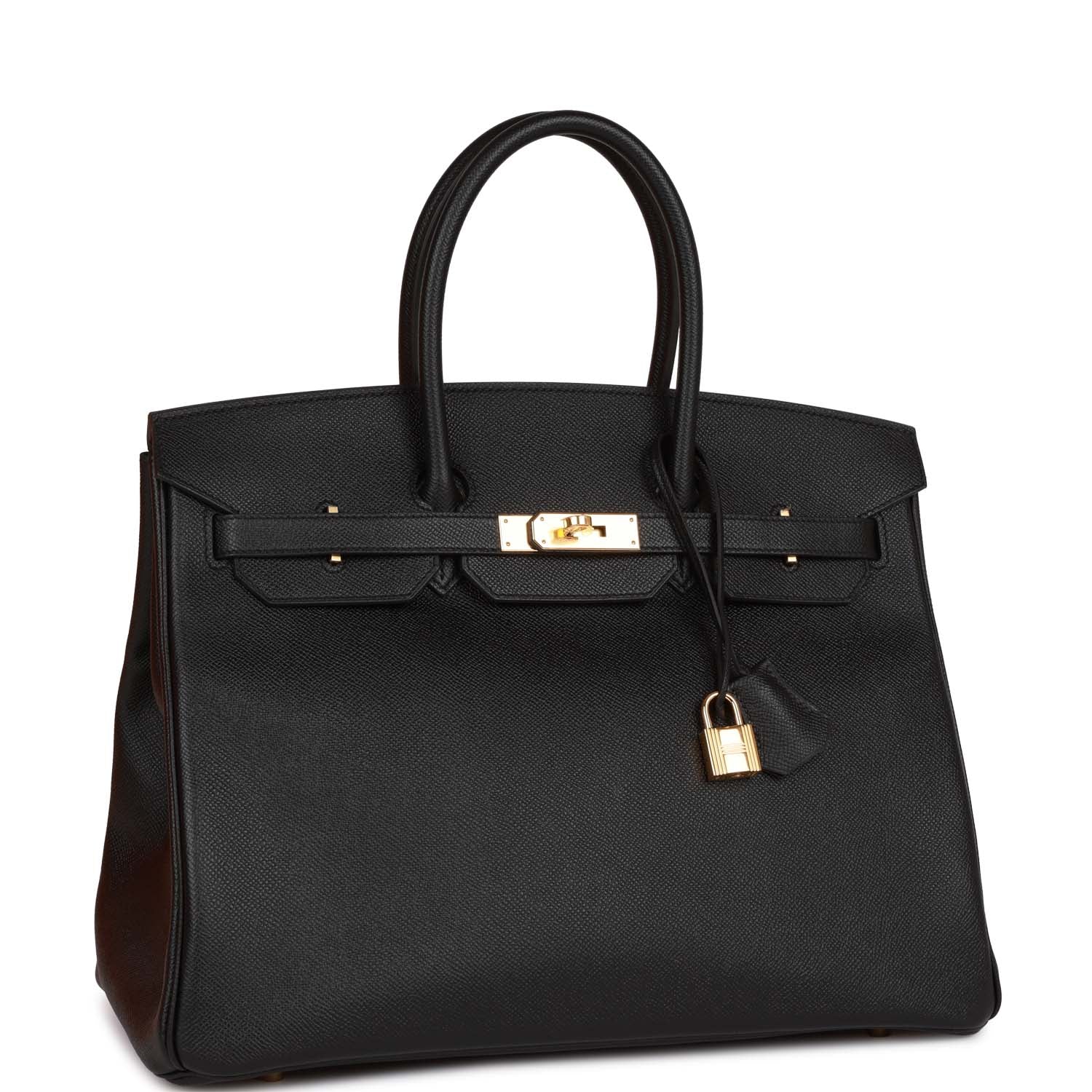 Hermes Birkin Epsom Hardware Handbag Black Gold Travel Bag Gold Hardware