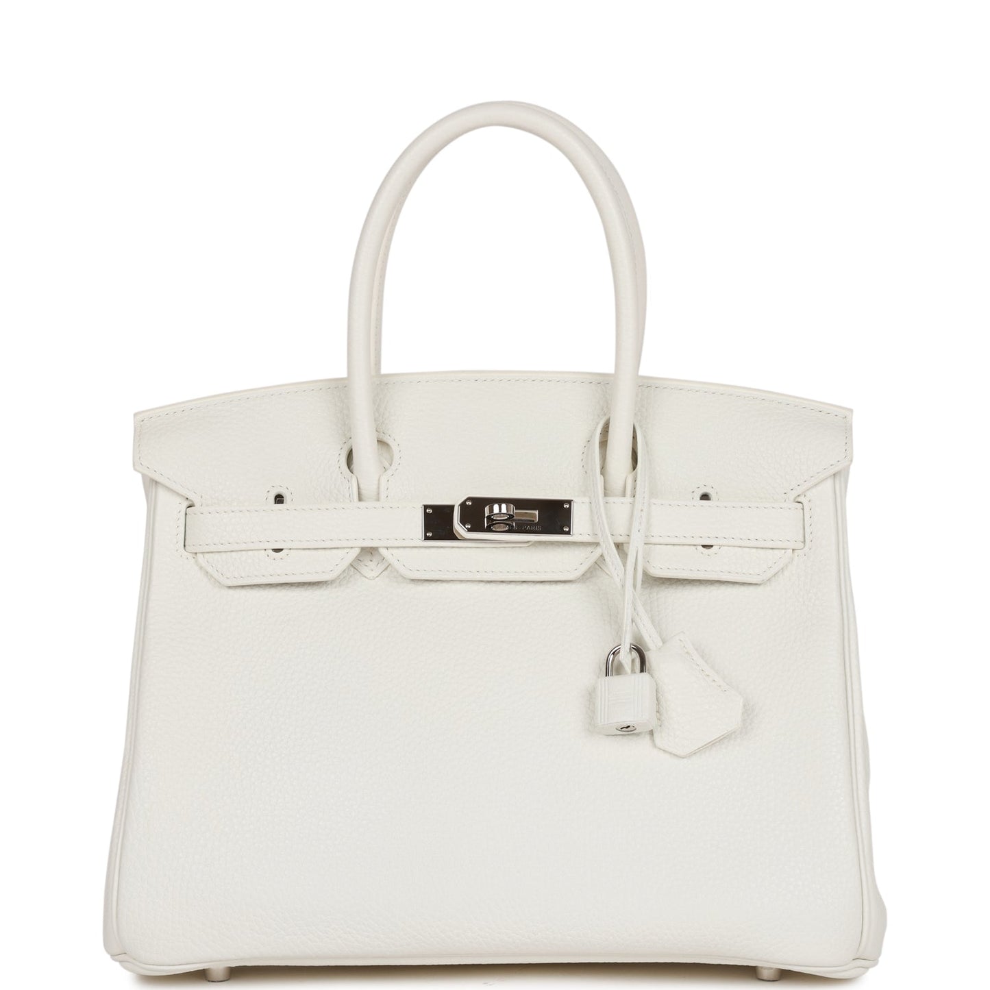Hermes Birkin Clemence Palladium Hardware Handbag White Travel Bag Palladium Hardware