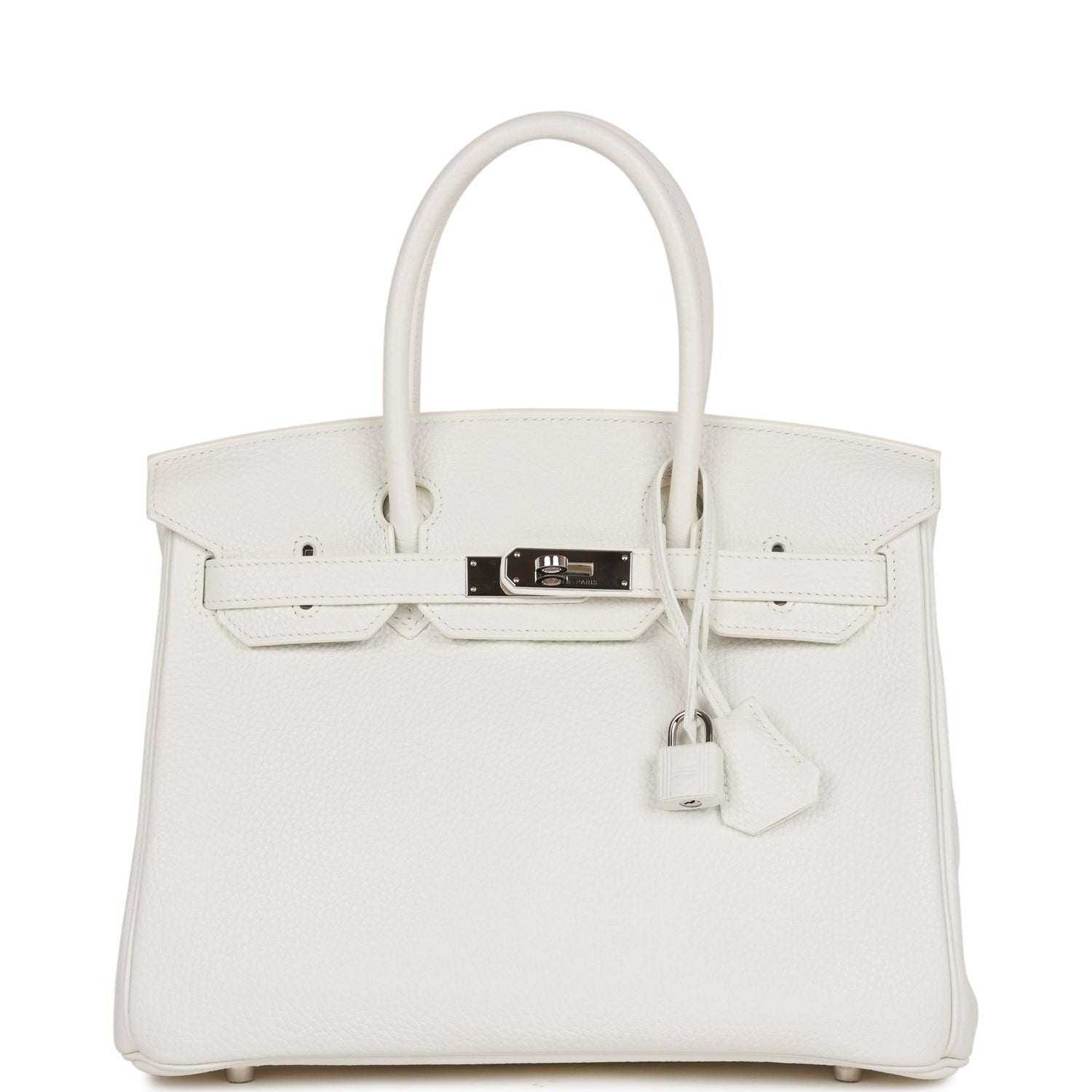 Hermes Birkin Clemence Palladium Hardware Handbag White Travel Bag Palladium Hardware
