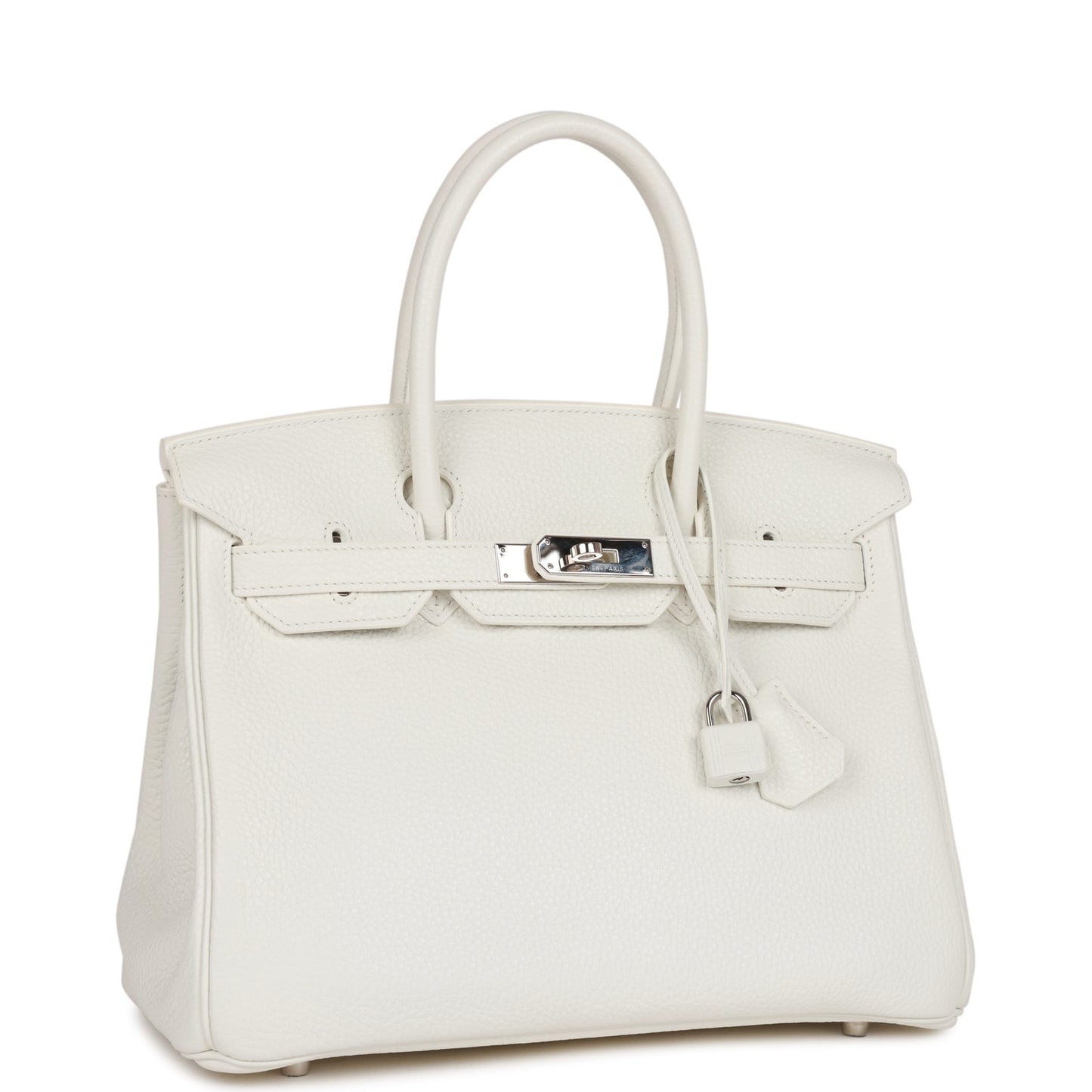 Hermes Birkin Clemence Palladium Hardware Handbag White Travel Bag Palladium Hardware