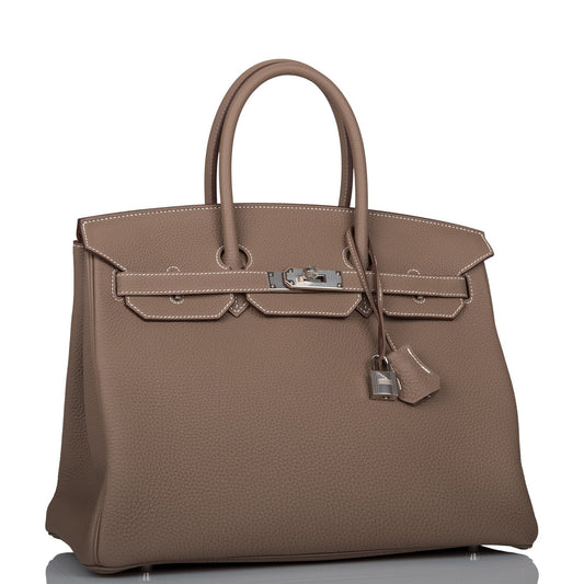 Hermes Birkin Etoupe Togo Palladium Hardware Handbag Travel Bag