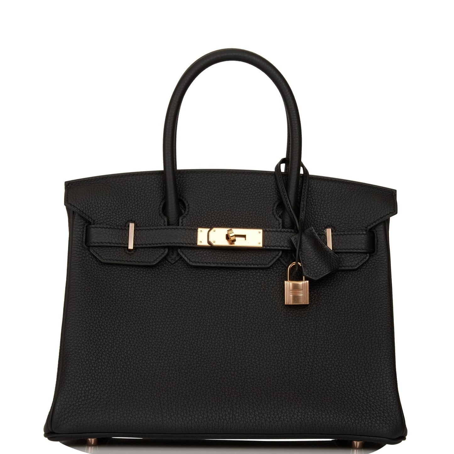 Hermes Birkin Togo Rose Hardware Handbag Black Gold Travel Bag 15