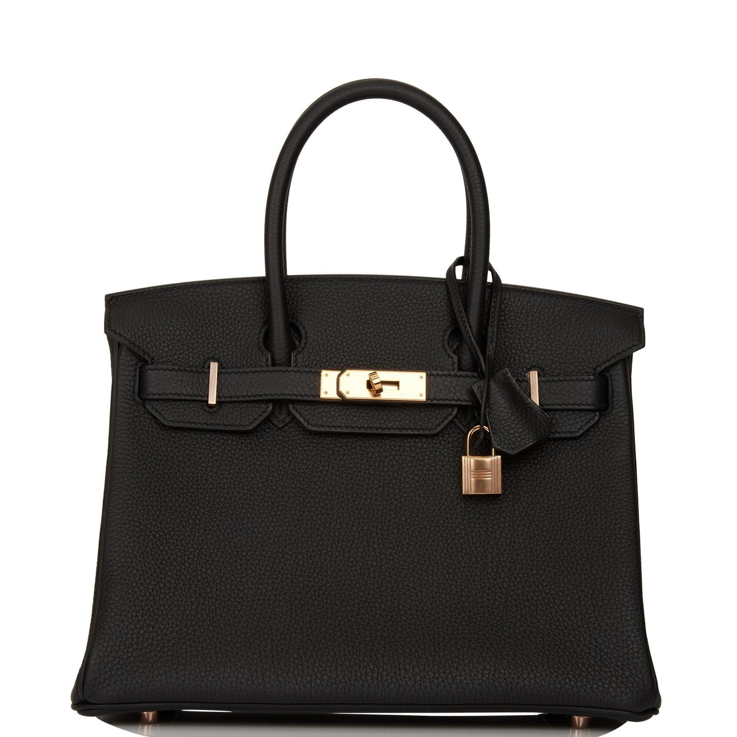Hermes Birkin Togo Rose Hardware Handbag Black Gold Travel Bag 15