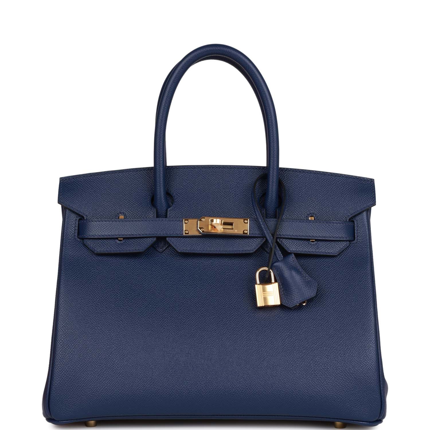 Hermes Birkin Bleu Saphir Epsom Hardware Handbag Gold Travel Bag
