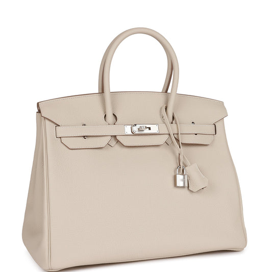 Hermes Birkin Craie Togo Palladium Hardware Handbag Travel Bag Togo Palladium Hardware