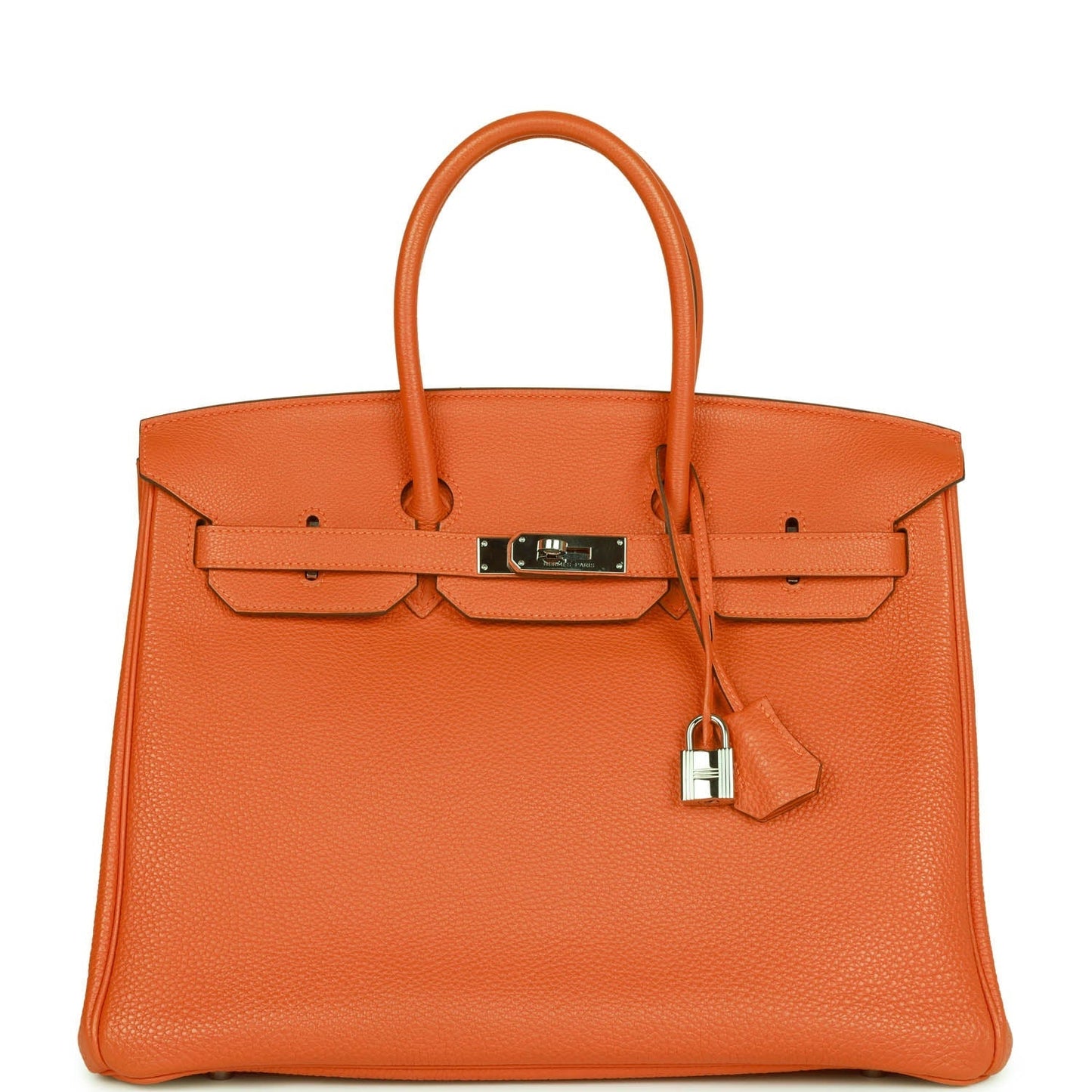 Hermes Birkin Orange Clemence Palladium Hardware Remaining Payment Travel Bag