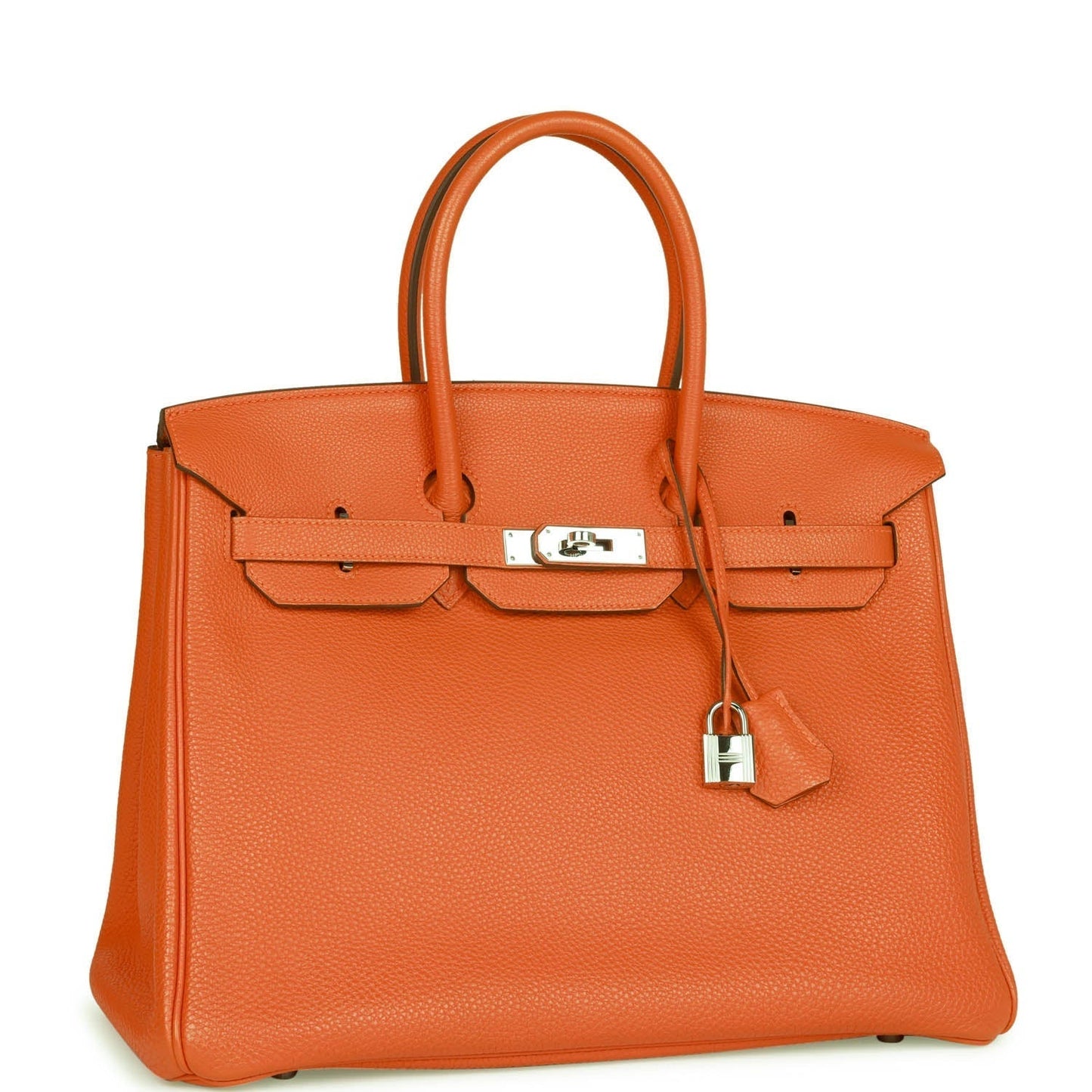 Hermes Birkin Orange Clemence Palladium Hardware Handbag Travel Bag Palladium Hardware
