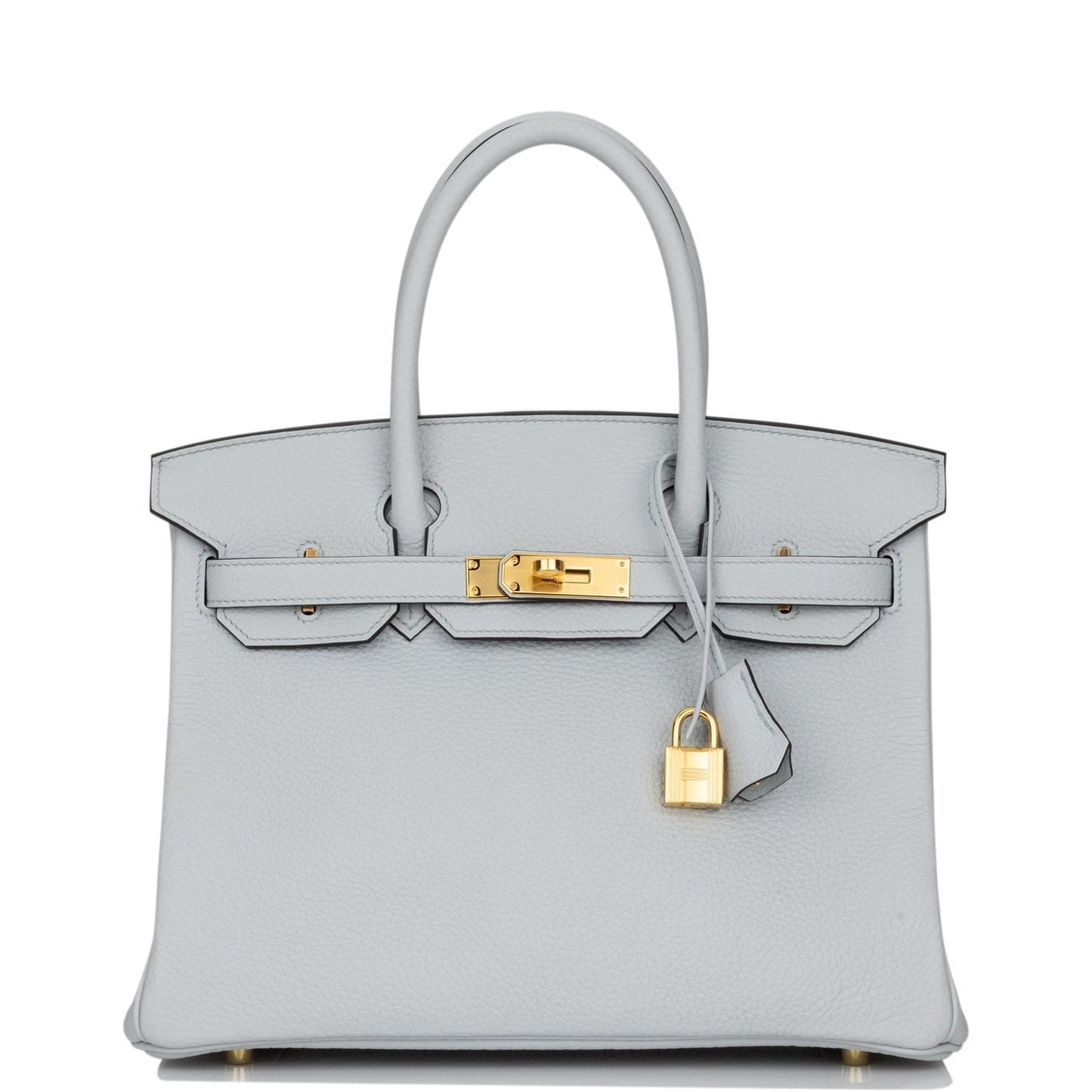 Hermes Birkin Bleu Pale Clemence Hardware Handbag Gold Travel Bag 5
