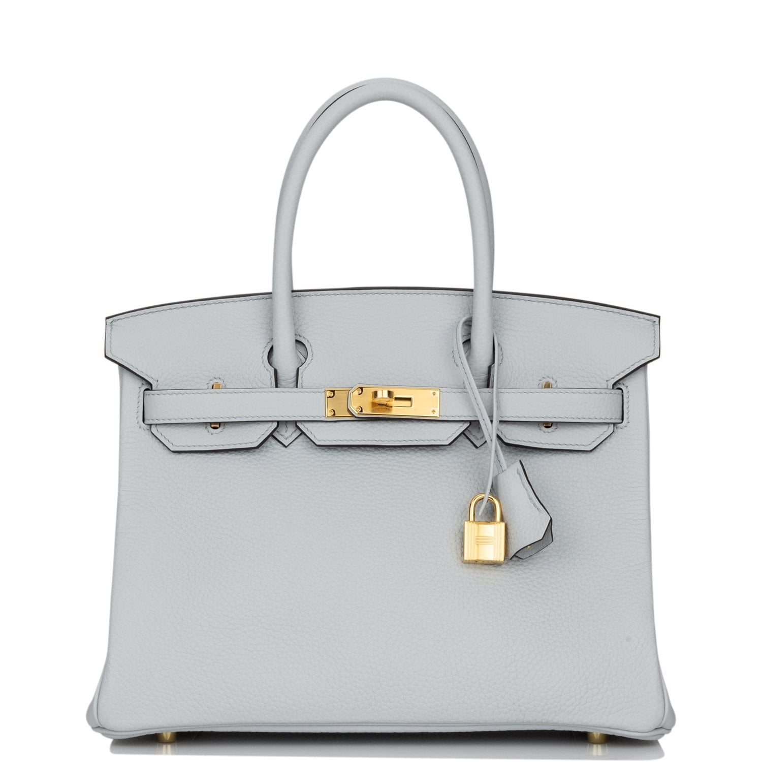 Hermes Birkin Bleu Pale Clemence Hardware Handbag Gold Travel Bag For Pw