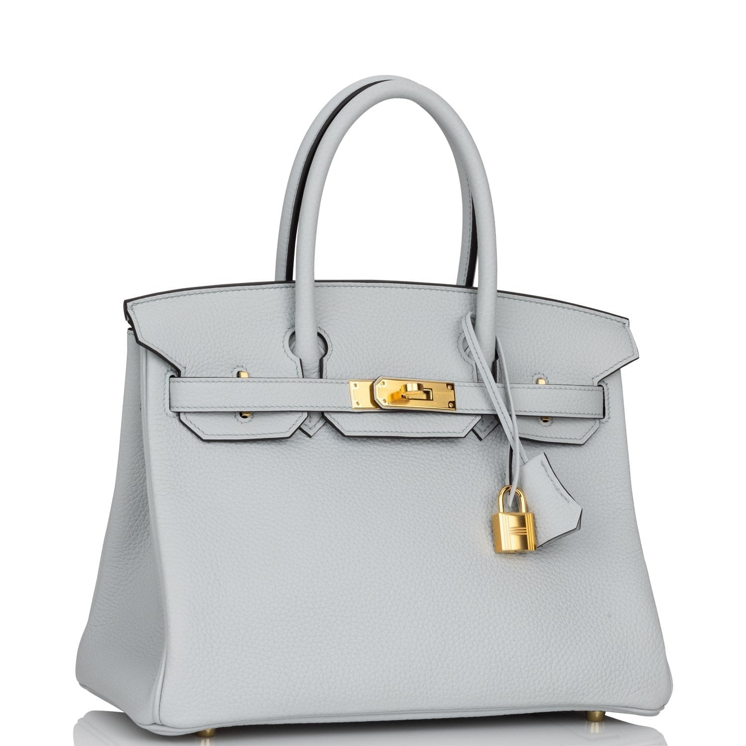 Hermes Birkin Bleu Pale Clemence Hardware Handbag Gold Travel Bag For Pw