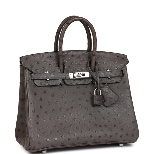 Hermes Birkin Graphite Ostrich Palladium Hardware Handbag Travel Bag