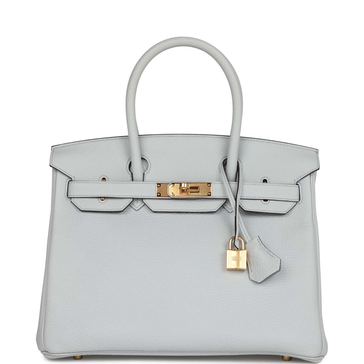 Hermes Birkin Bleu Pale Clemence Hardware Handbag Gold Travel Bag