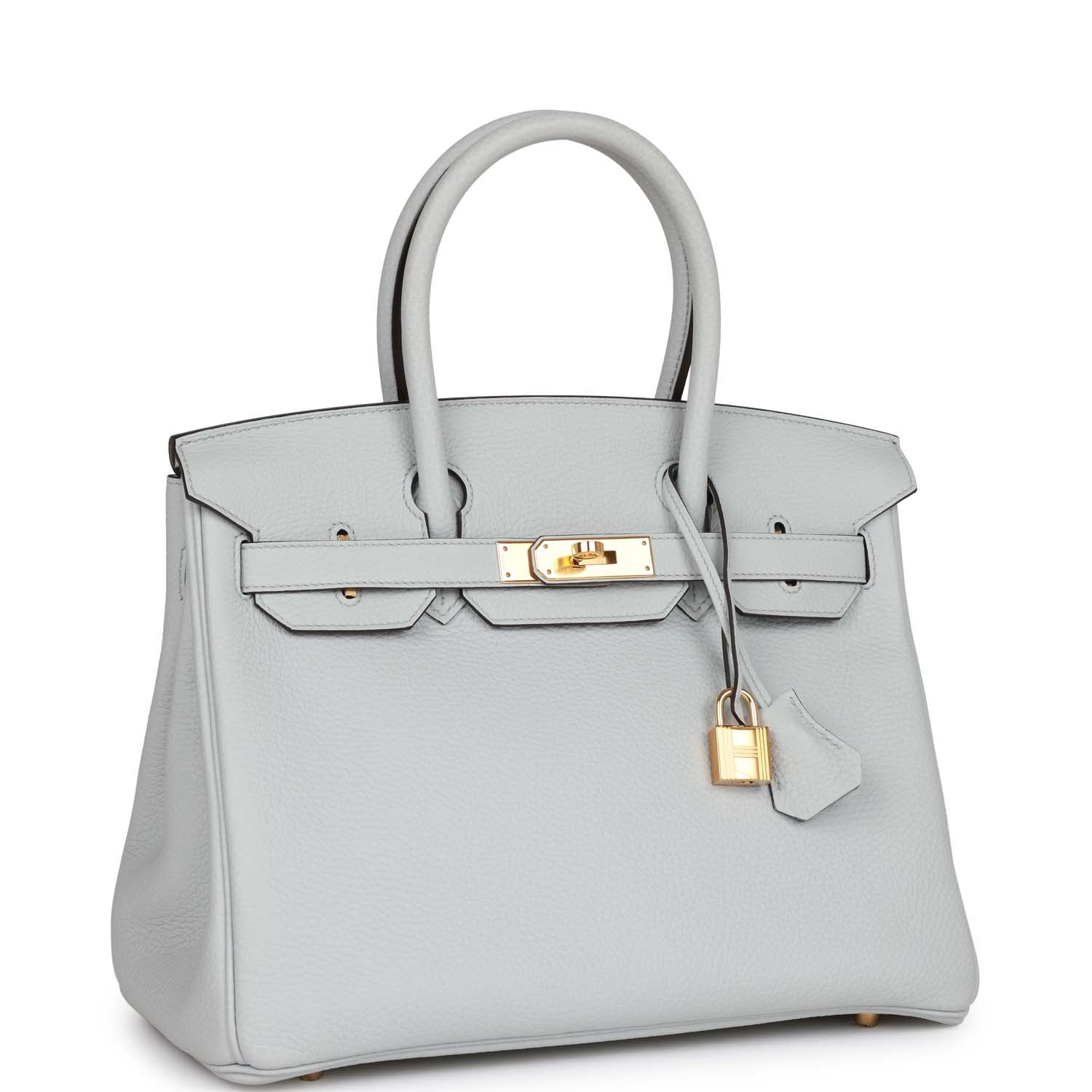Hermes Birkin Bleu Pale Clemence Hardware Handbag Gold Travel Bag