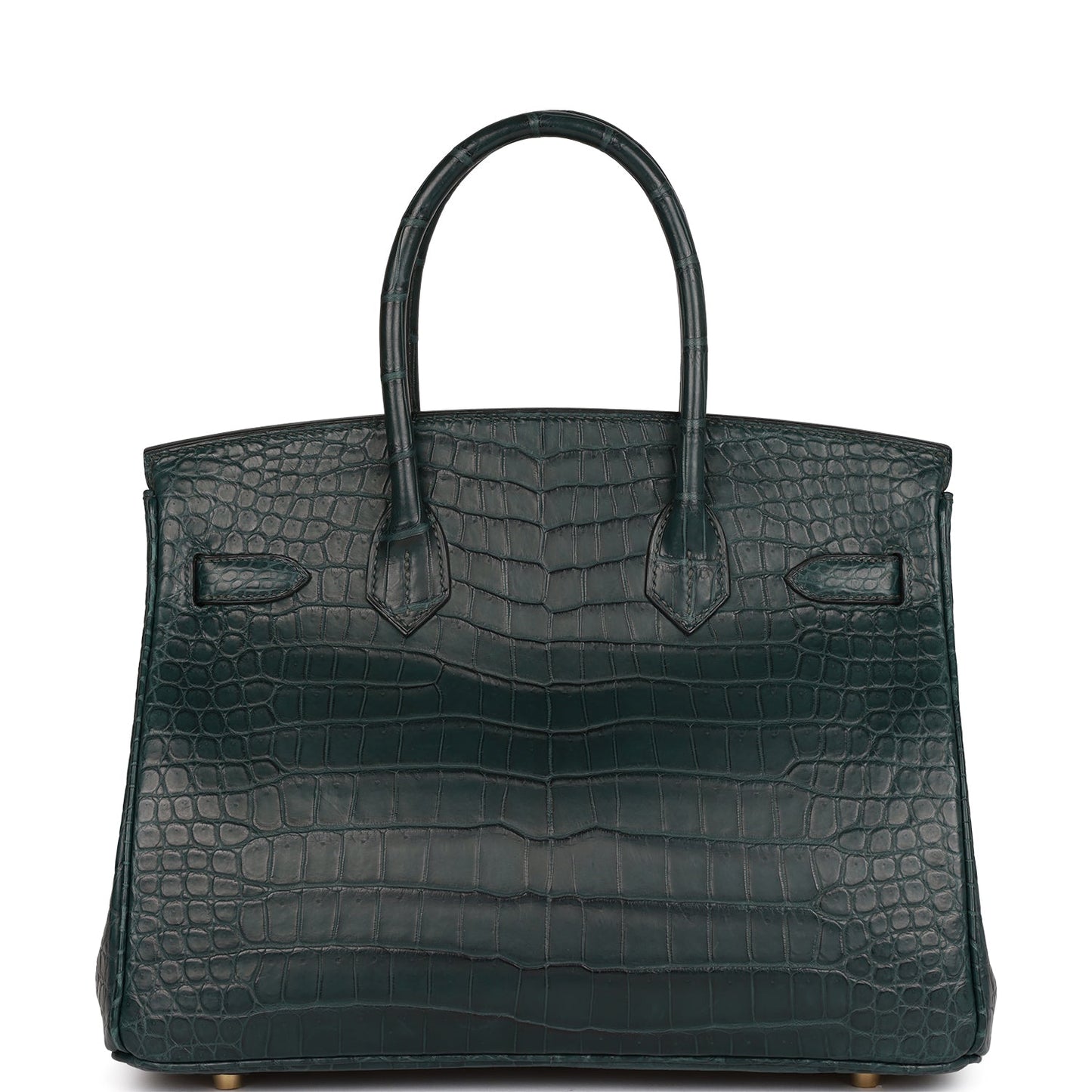 Hermes Birkin Vert Fonce Matte Porosus Crocodile Hardware Handbag Gold Travel Bag