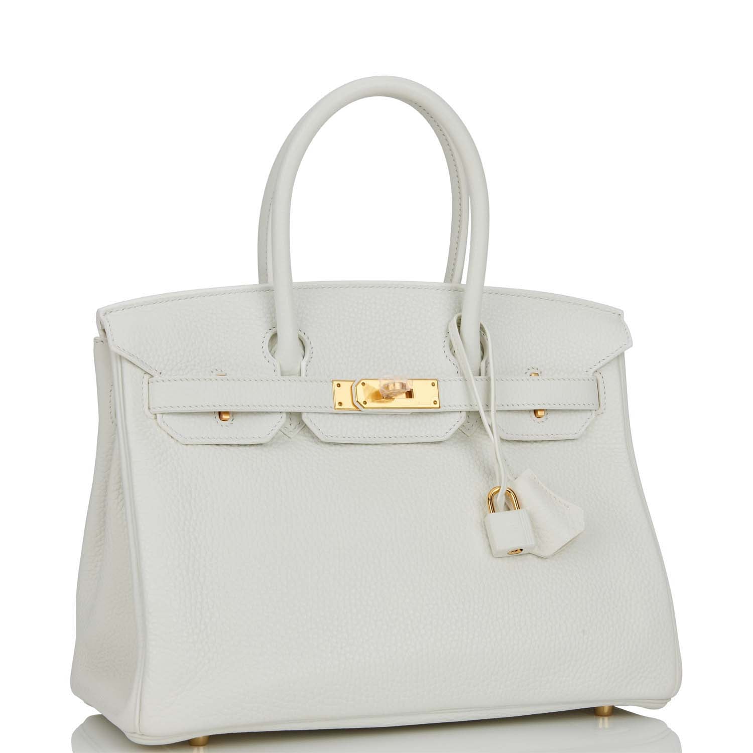 Hermes Birkin Clemence Hardware Handbag White Gold Travel Bag Gold Hardware