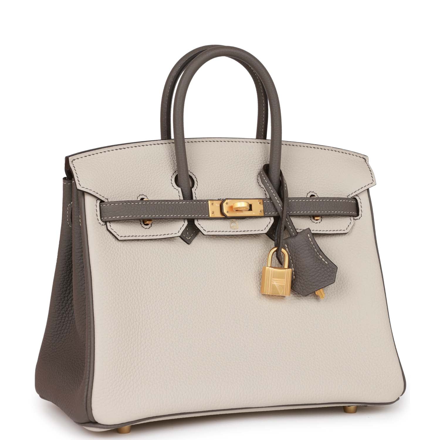 Hermes Special Order Hss Birkin Beton And Etain Togo Gold Travel Bag