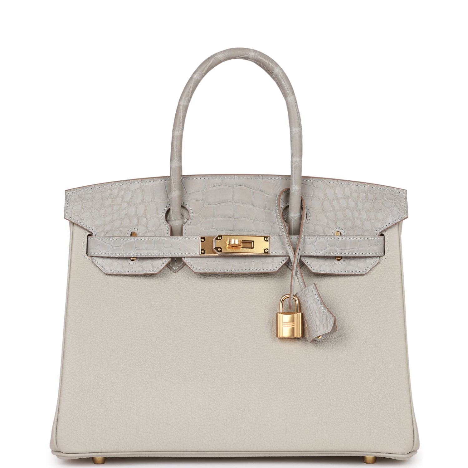 Hermes Birkin Gris Perle Matte Alligator And Togo Touch Gold Travel Bag