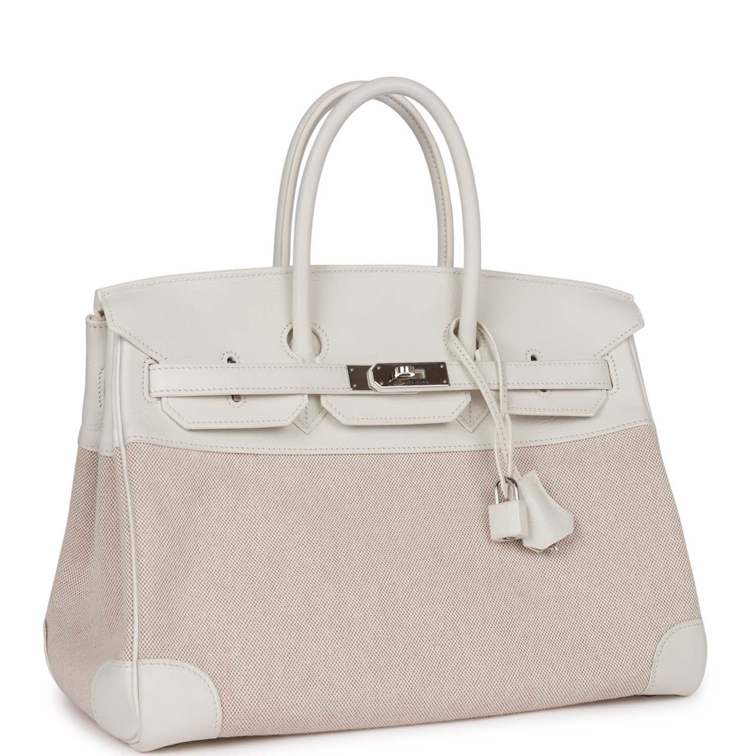 Hermes Top Quality Luxury Birkin Gulliver And Toile White Travel Bag